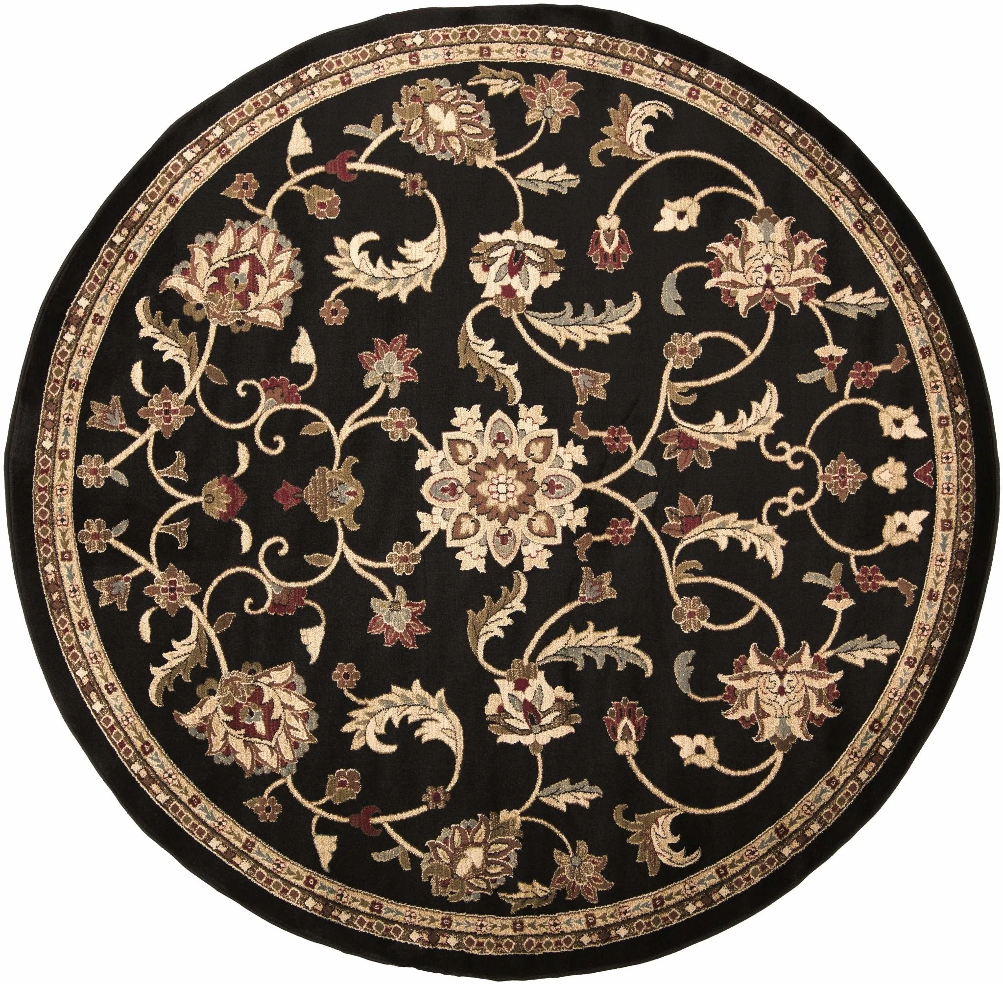 Traditional Oriental Black Machine Woven Rug - Image 9
