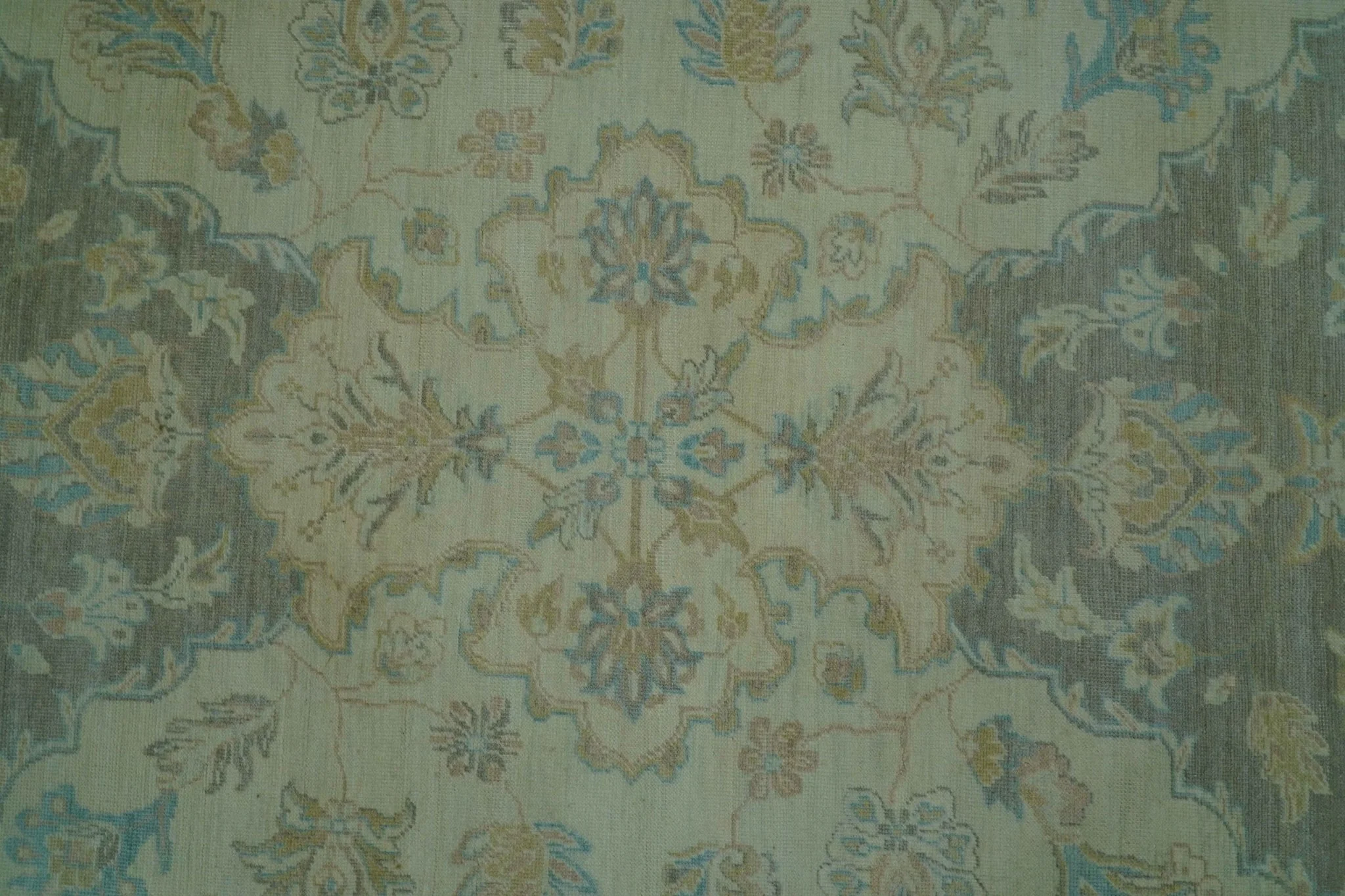 Traditional Oriental Design Blue And Beige Hand Knotted 8.5x11 Wool Area Rug - Image 7