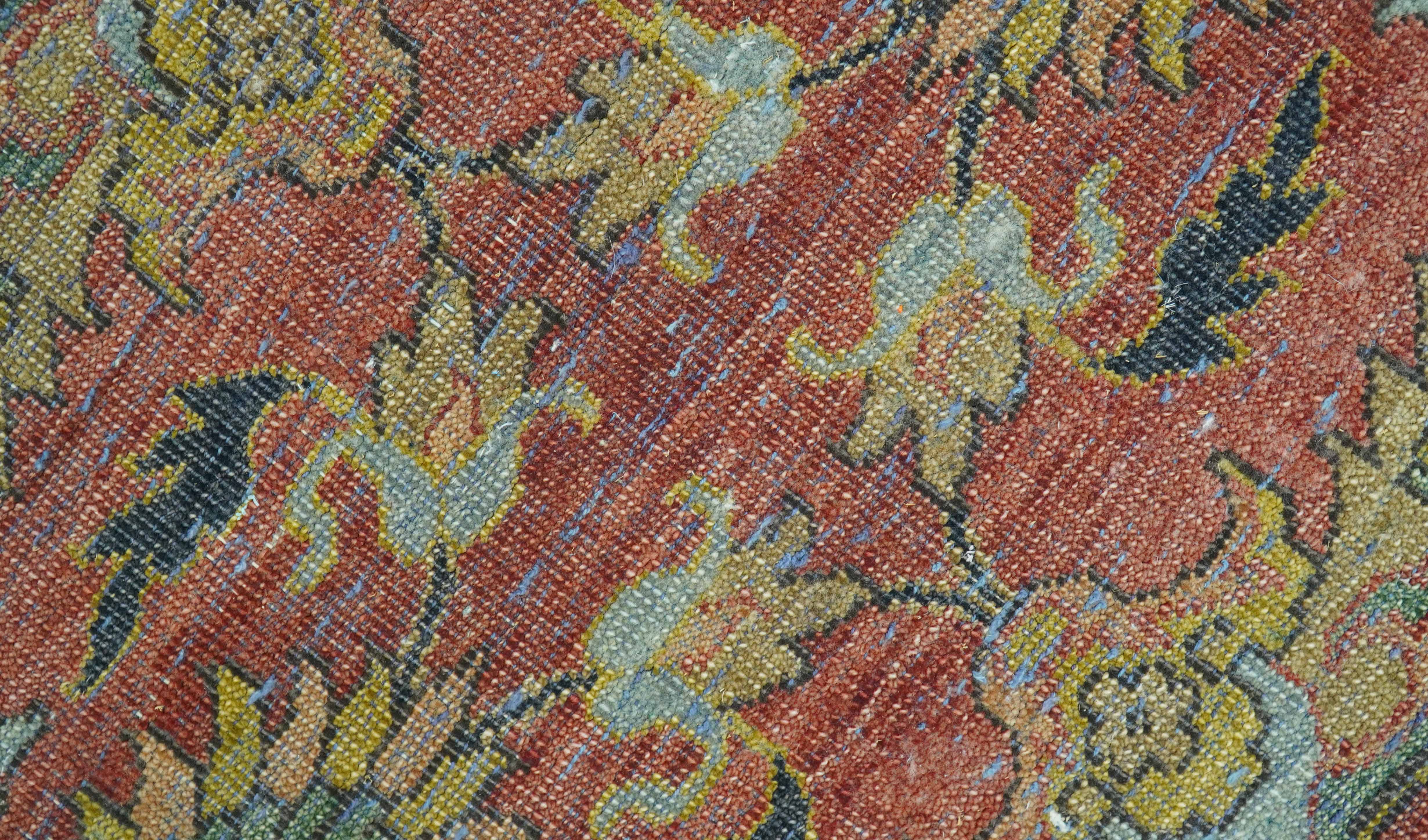 Traditional Oriental Design Fine Rust And Blue Hand Knotted 4x6 Wool Area Rug - Image 4