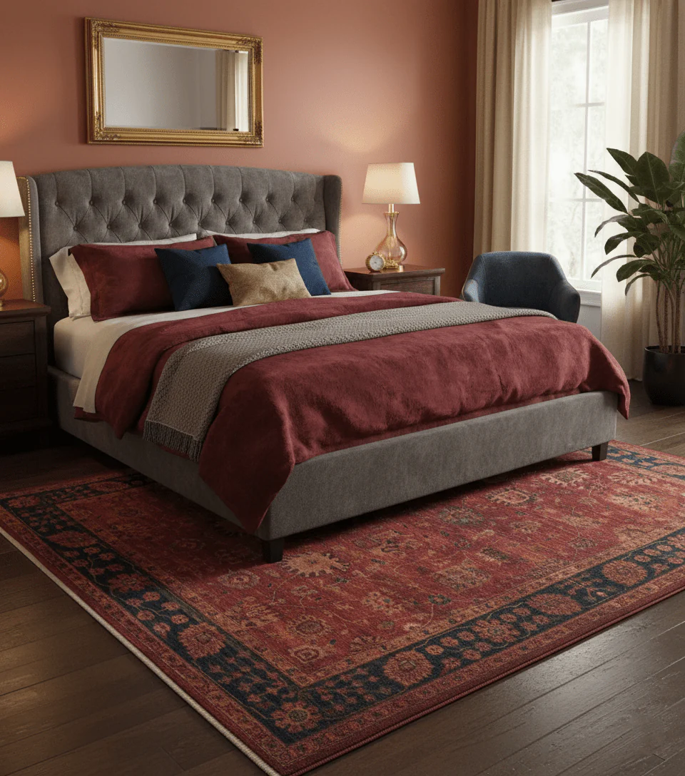8x10 Traditional Overdyed Red And Black Hand Knotted Wool Area Rug - Image 2