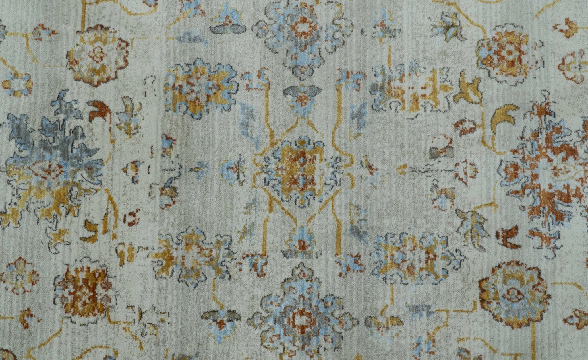 Traditional Oriental Design Silver And Rust Machine Woven 4x5.7 Polyester Area Rug - Image 7