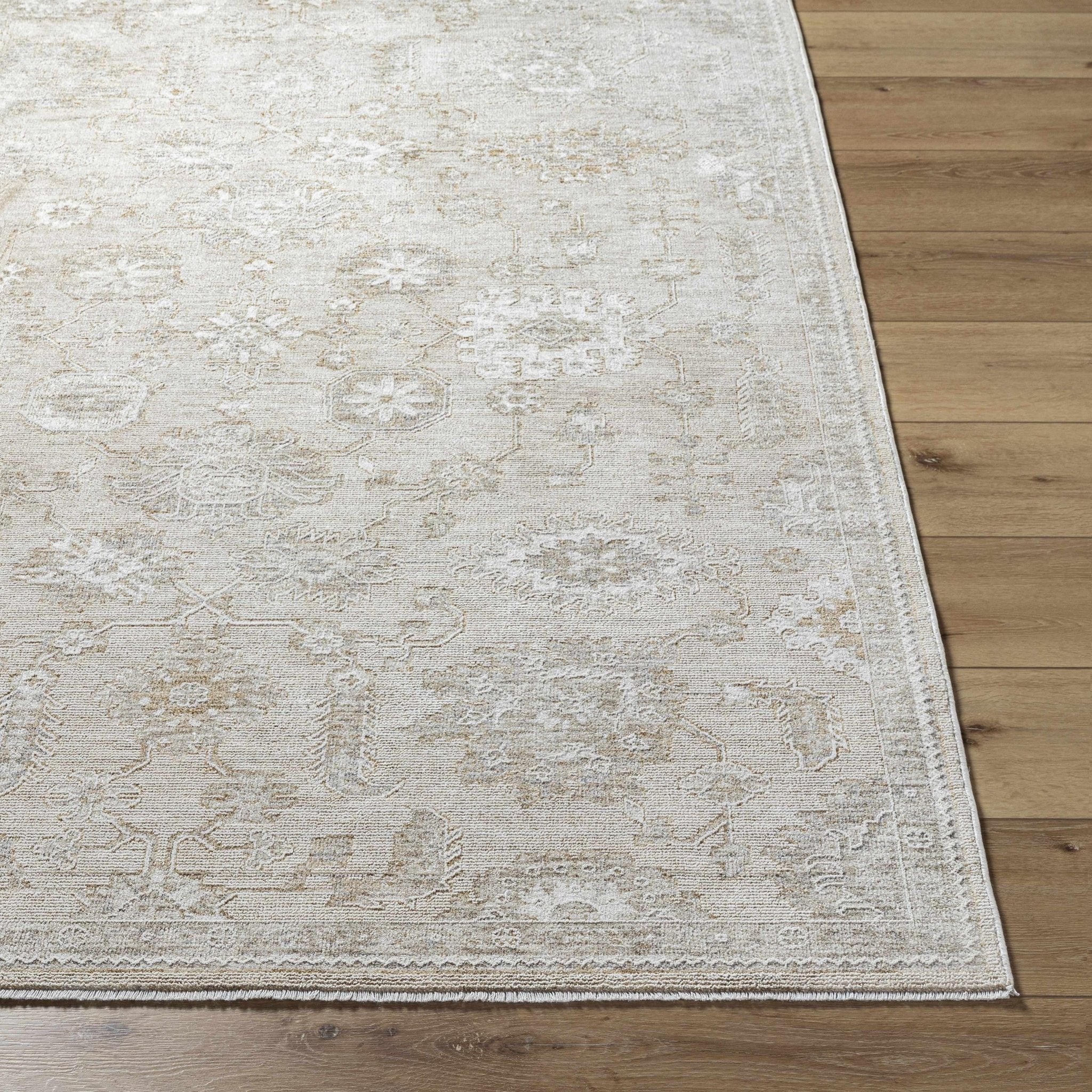 Traditional Oriental Design Silver Machine Woven Rug - Image 2