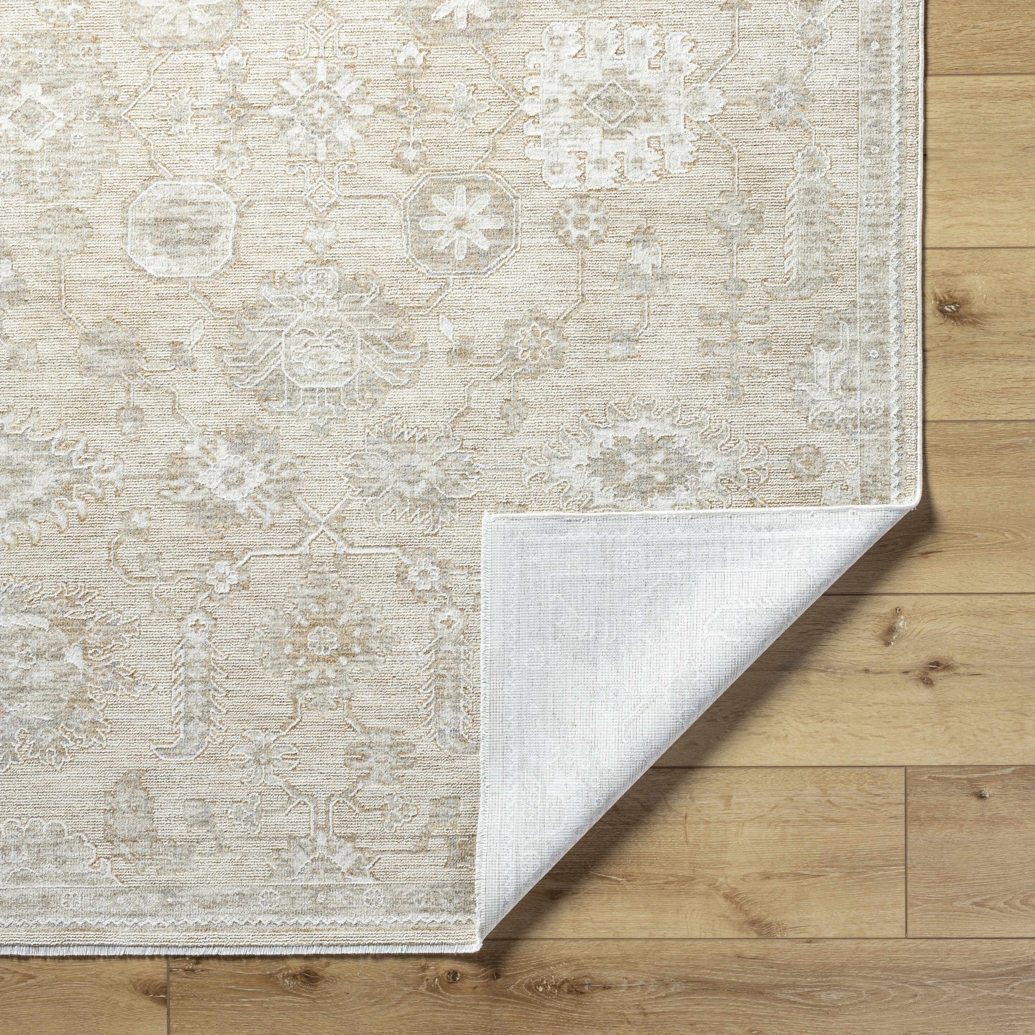 Traditional Oriental Design Silver Machine Woven Rug - Image 4