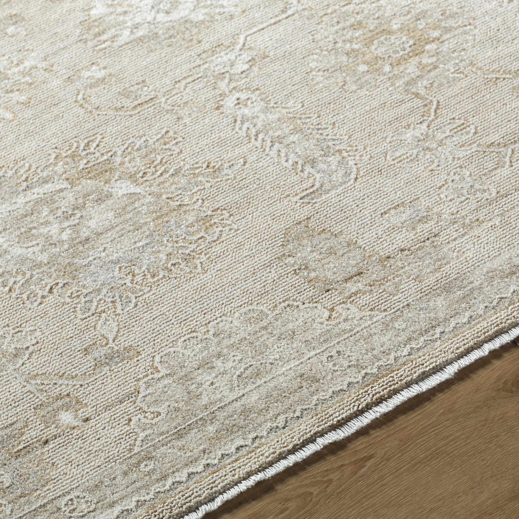 Traditional Oriental Design Silver Machine Woven Rug - Image 5
