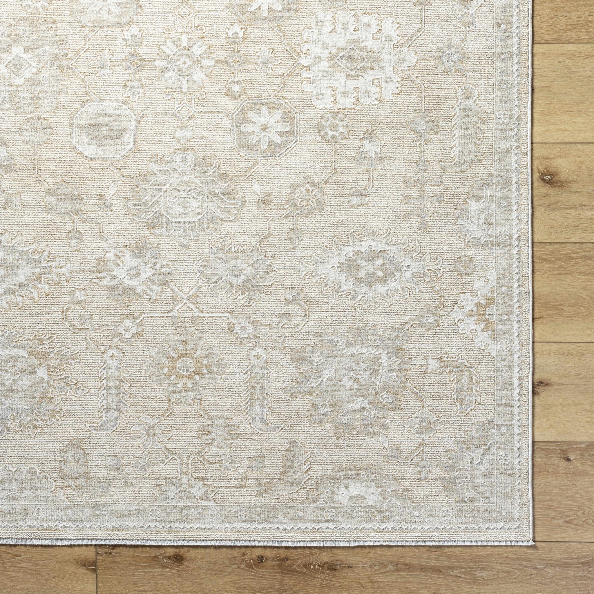 Traditional Oriental Design Silver Machine Woven Rug - Image 6