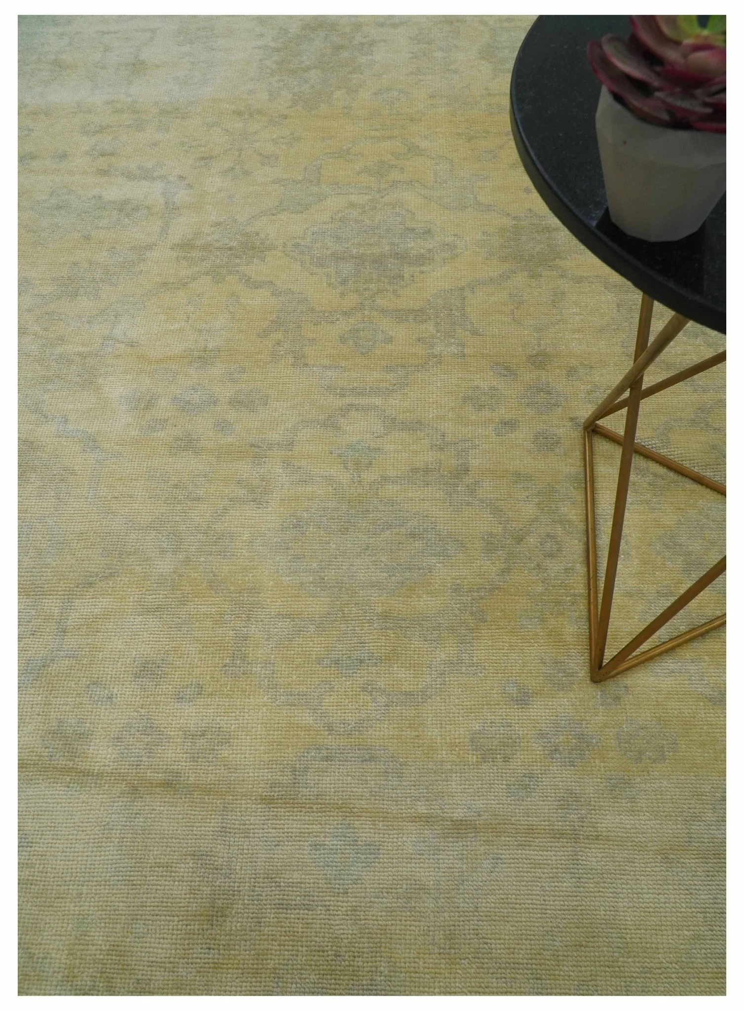 9x12 Antique Oriental Oushak Beige Hand knotted Wool Area Rug - Image 2