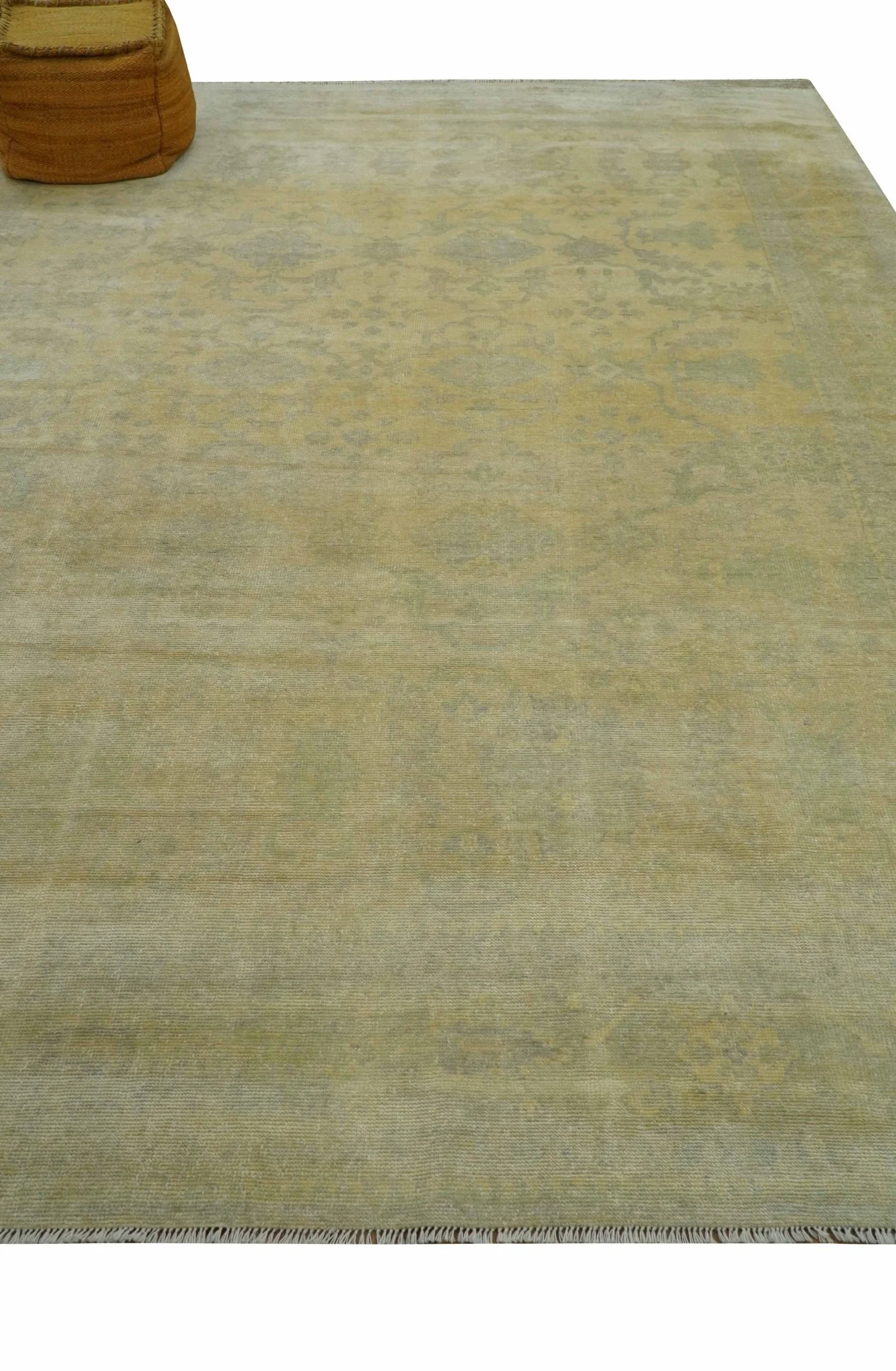 9x12 Antique Oriental Oushak Beige Hand knotted Wool Area Rug - Image 8