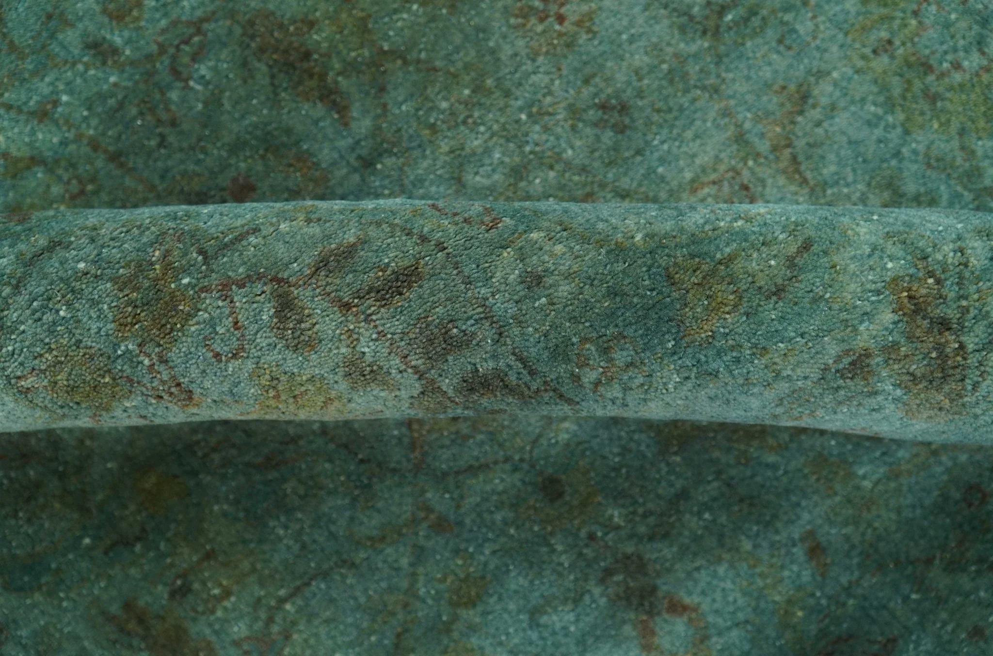 Overdyed Traditional Oriental Oushak Teal Hand knotted Wool Area Rug - Image 8