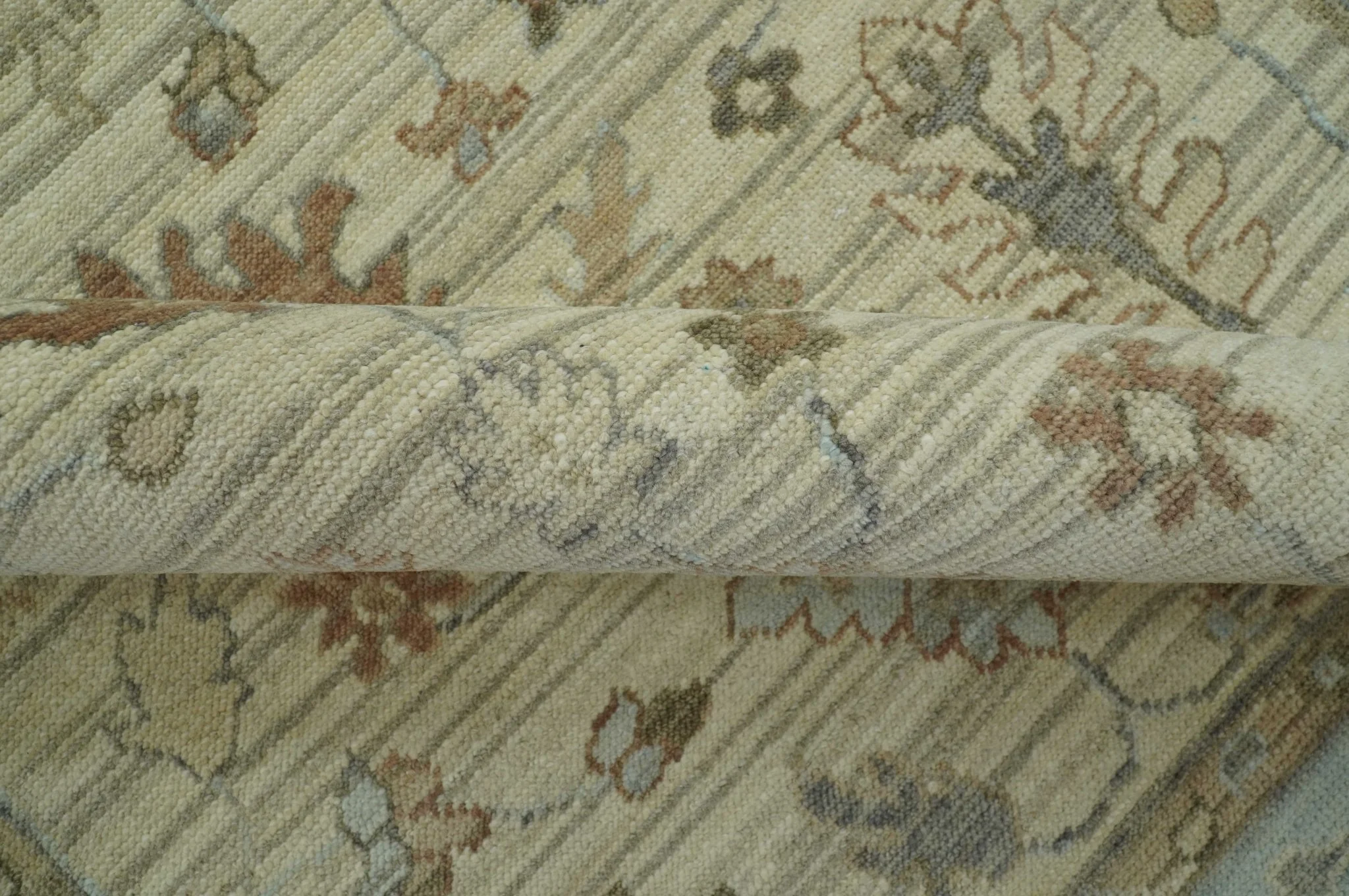 Traditional Oushak  Beige, Brown And Blue Hand Knotted Custom Made Wool rug - Image 6