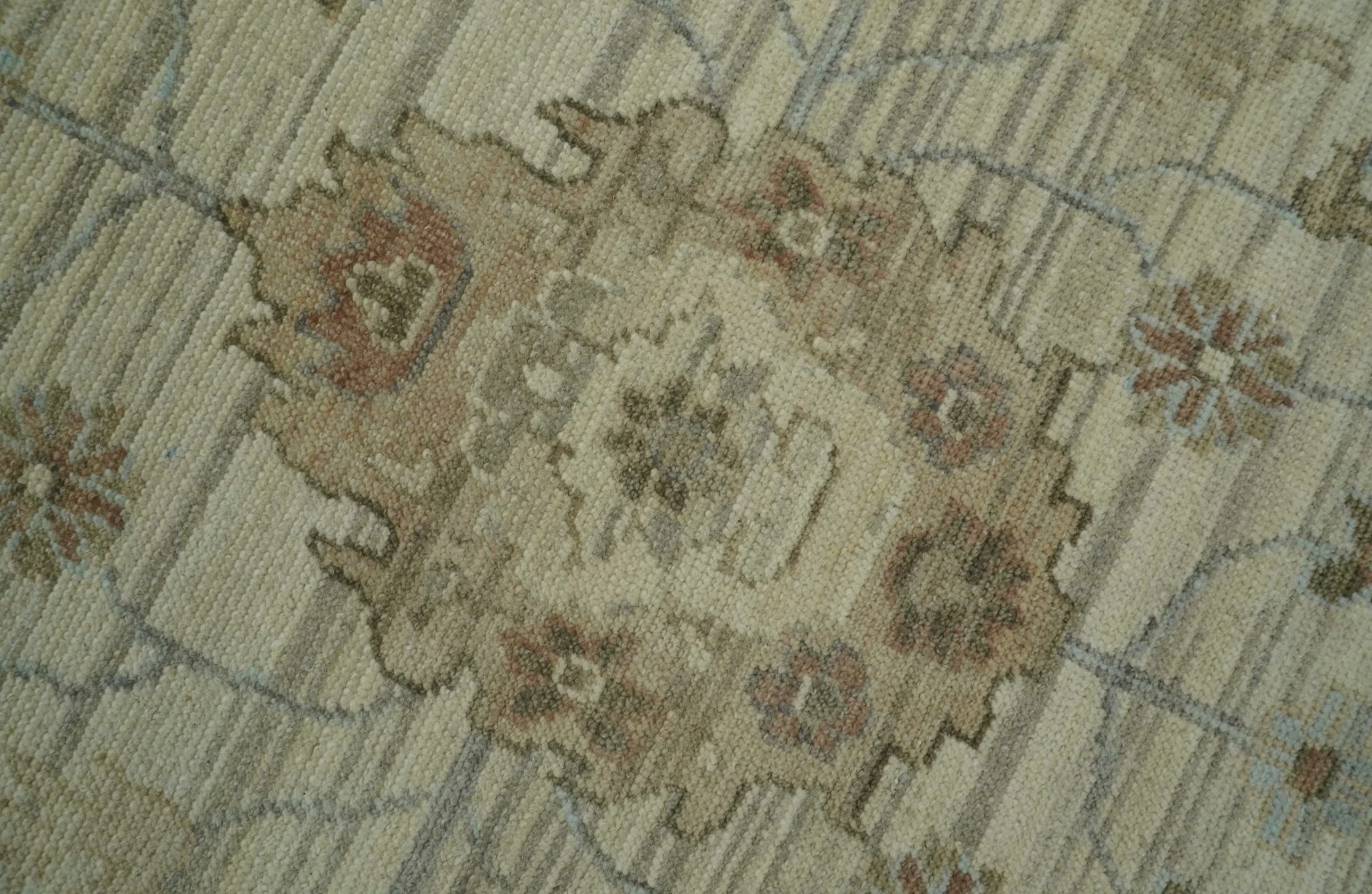 Traditional Oushak  Beige, Brown And Blue 8X10 Hand Knotted wool rug - Image 4