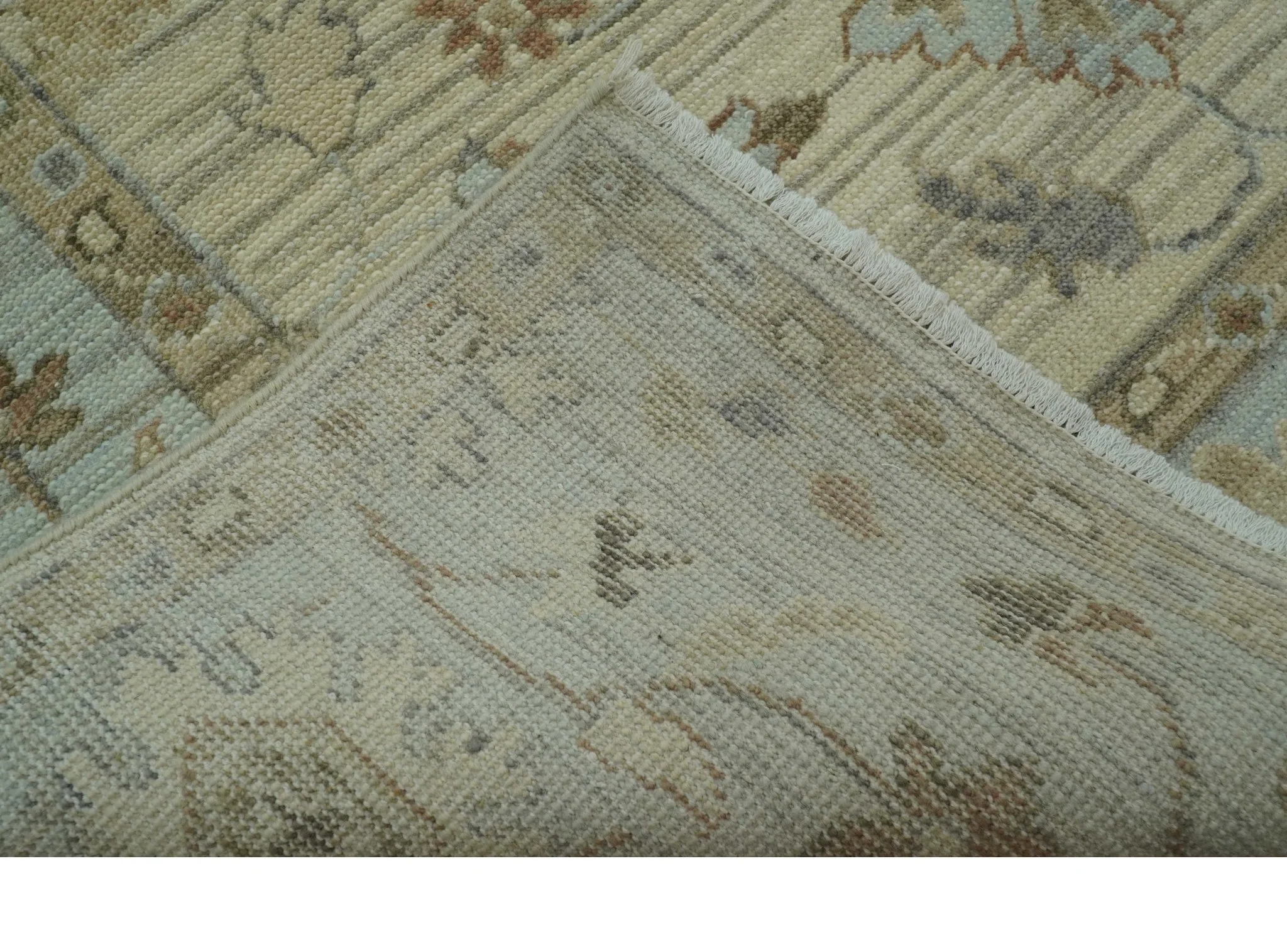 Traditional Oushak  Beige, Brown And Blue 8X10 Hand Knotted wool rug - Image 5