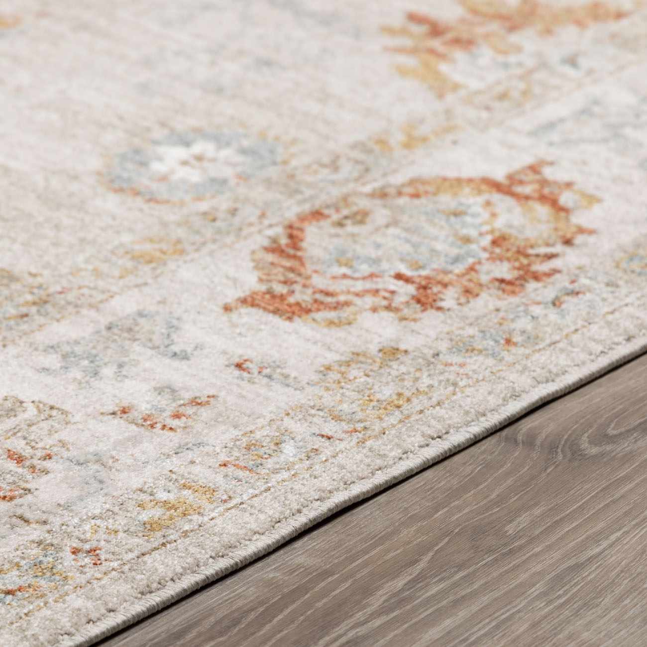 Traditional Oushak Beige Machine Woven Area Rug - Image 12