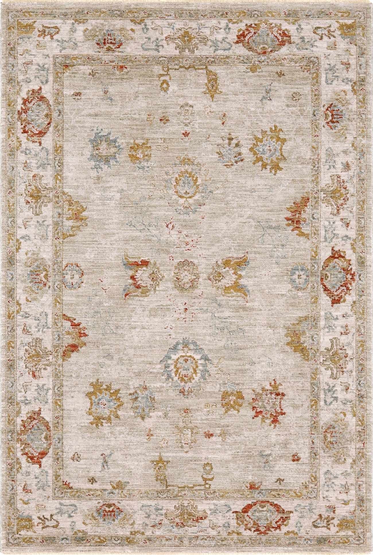 Traditional Oushak Beige Machine Woven Area Rug - Image 2