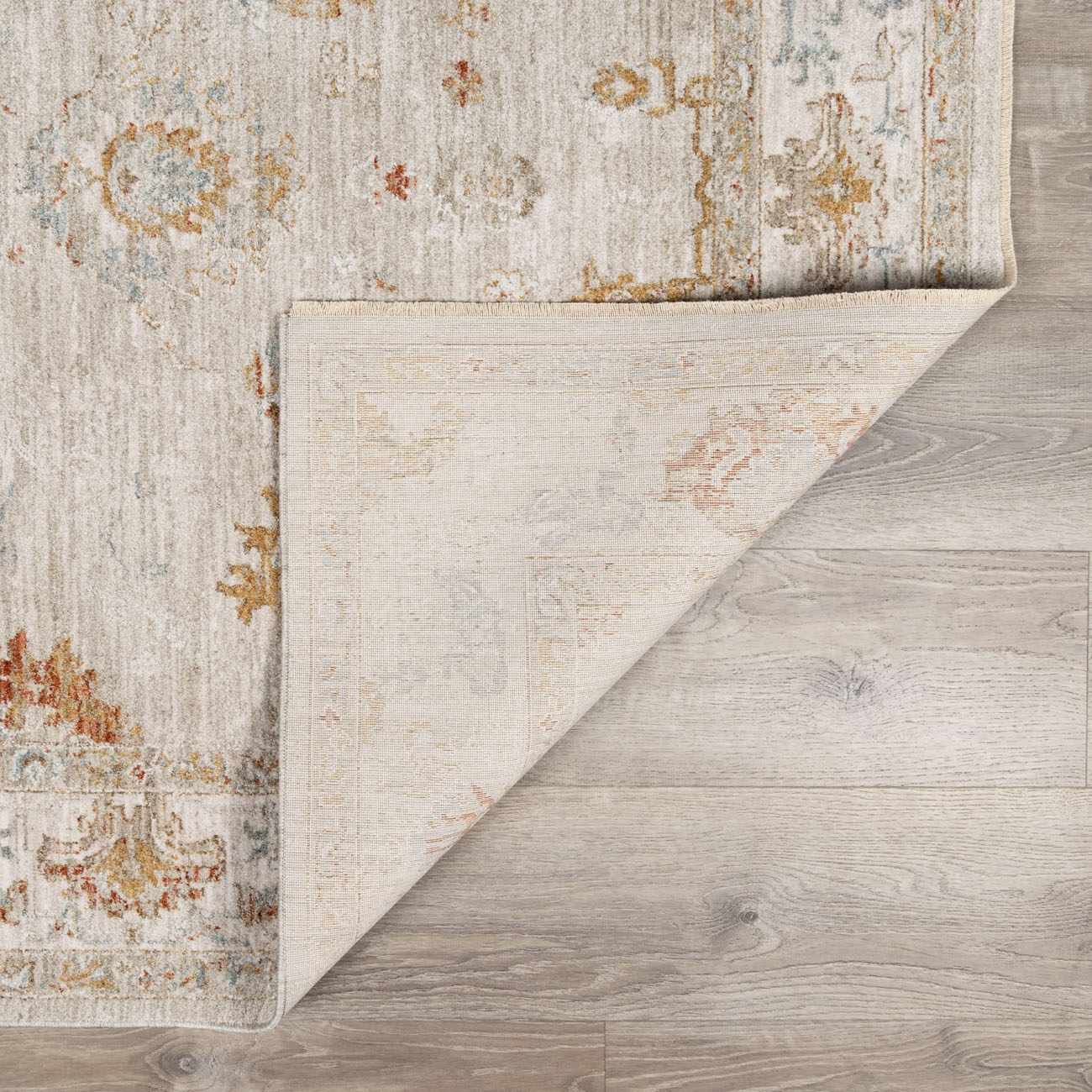 Traditional Oushak Beige Machine Woven Area Rug - Image 5