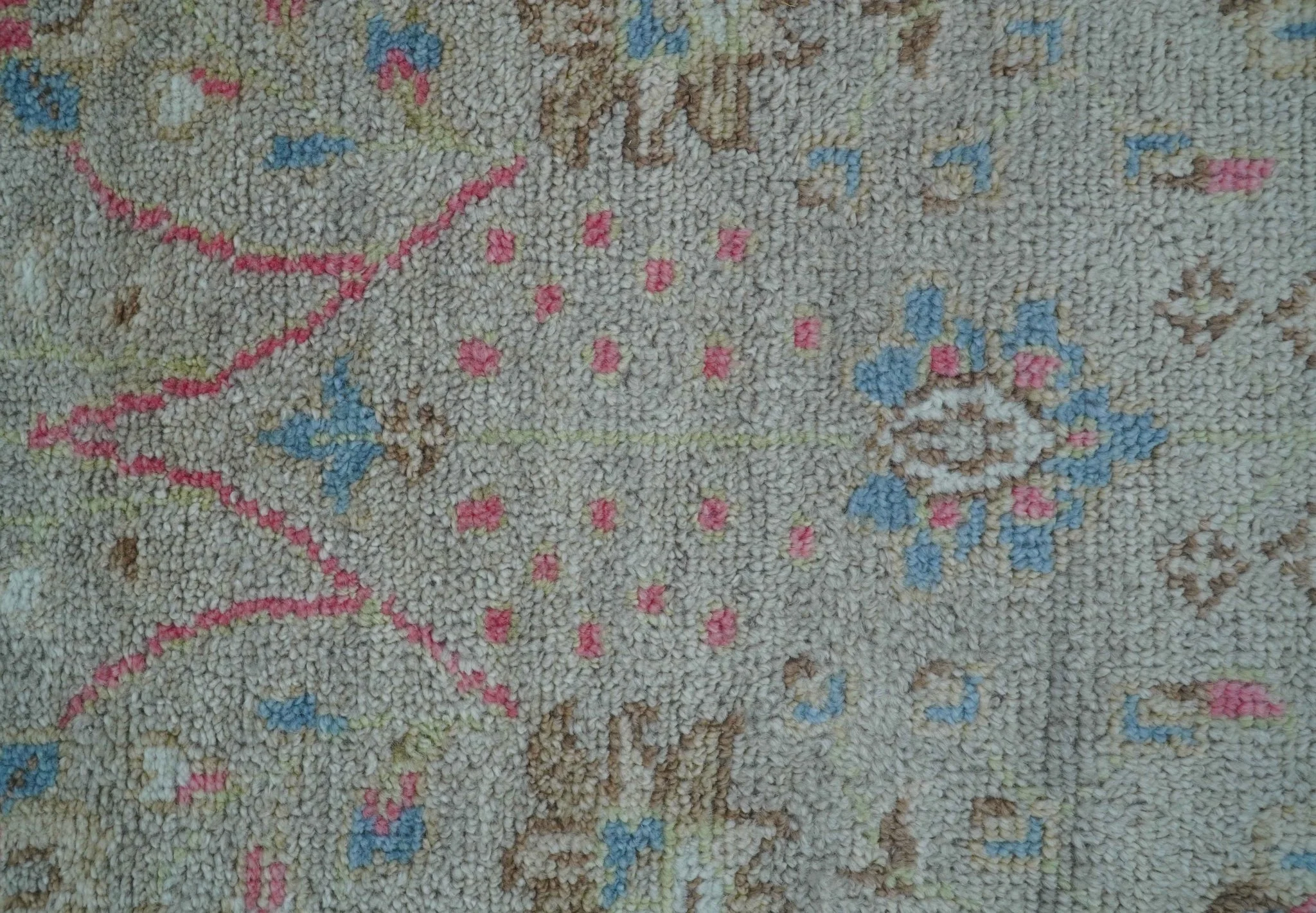 Traditional Oushak Design Beige And Blue 4x6 Hand knotted Wool Area Rug - Image 4