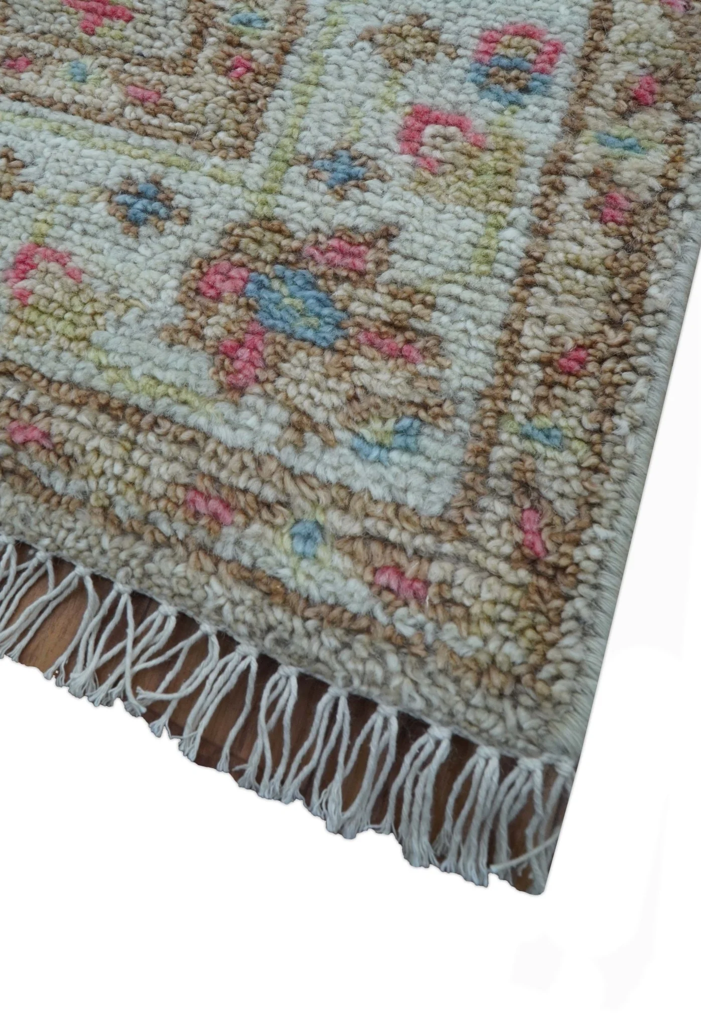 Traditional Oushak Design Beige And Blue 4x6 Hand knotted Wool Area Rug - Image 8