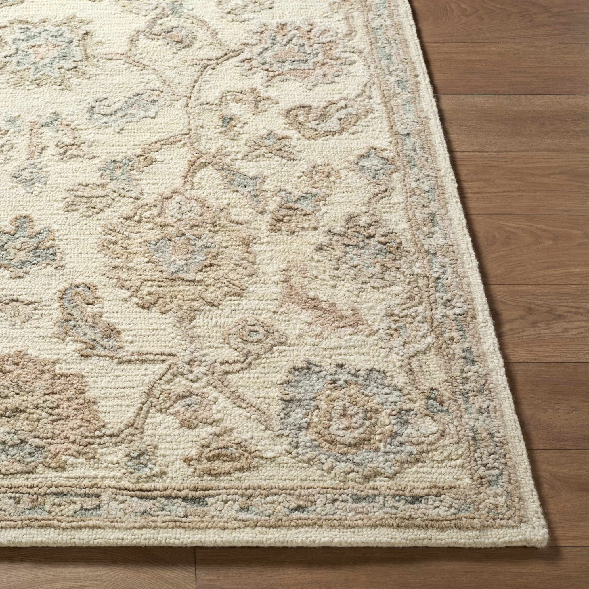 Traditional Oushak Design Beige Hand Tufted Wool Area Rug - Image 15