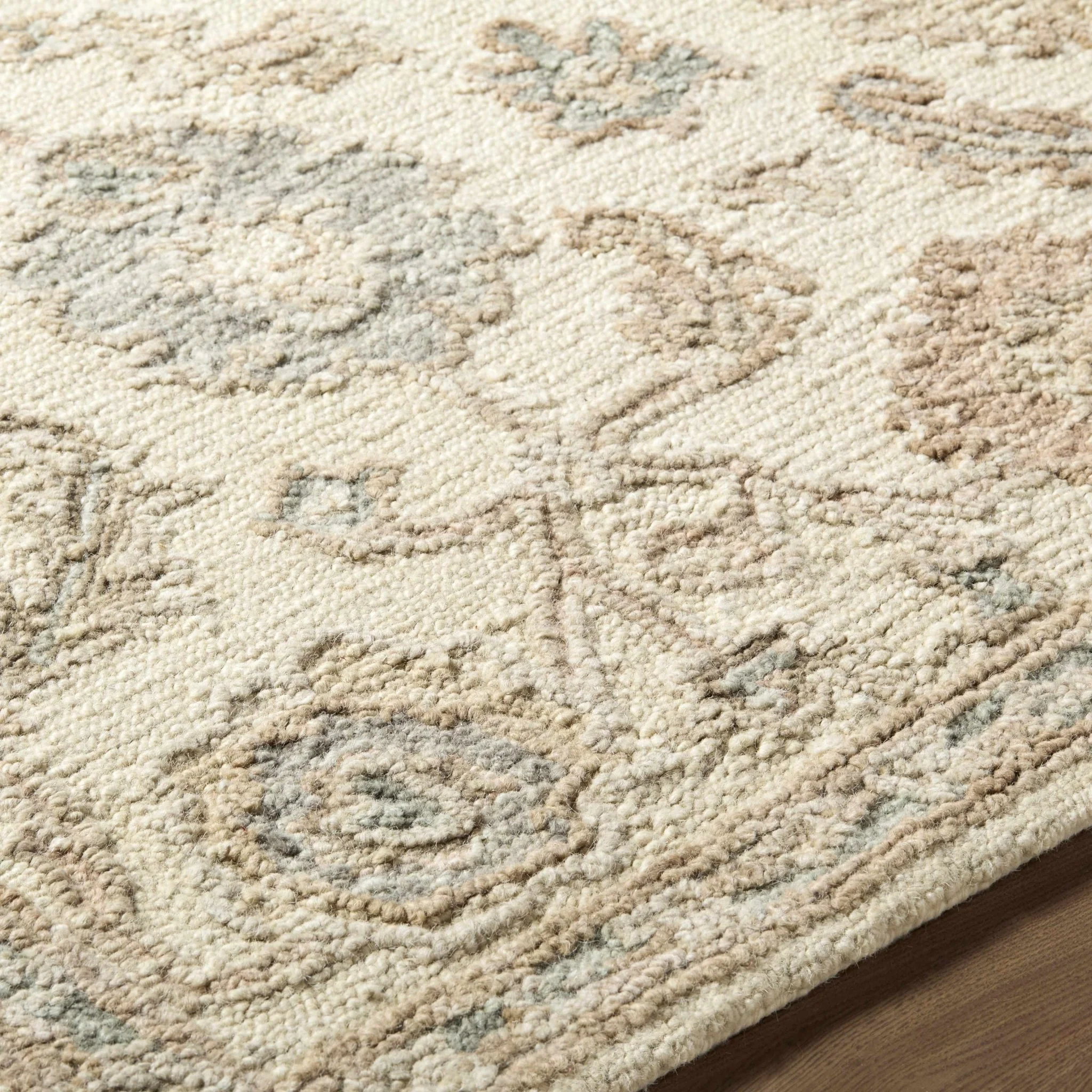 Traditional Oushak Design Beige Hand Tufted Wool Area Rug - Image 18