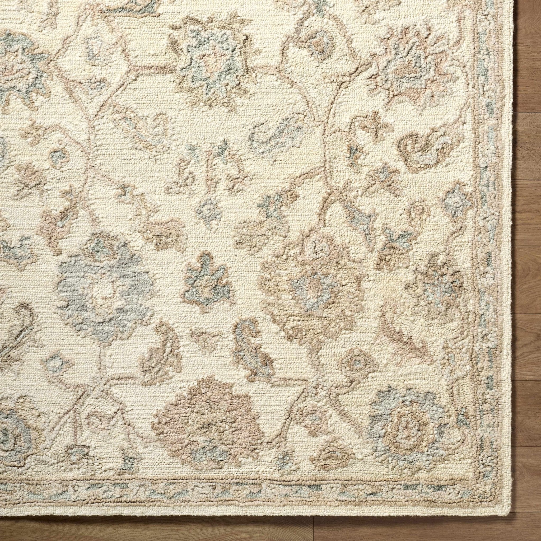 Traditional Oushak Design Beige Hand Tufted Wool Area Rug - Image 19