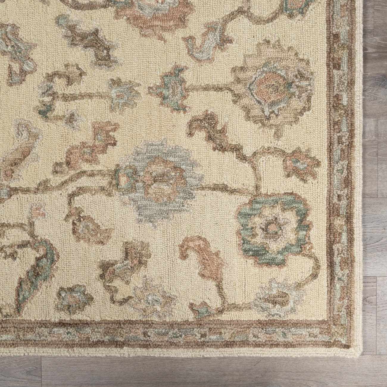 Traditional Oushak Design Beige Hand Tufted Wool Area Rug - Image 4