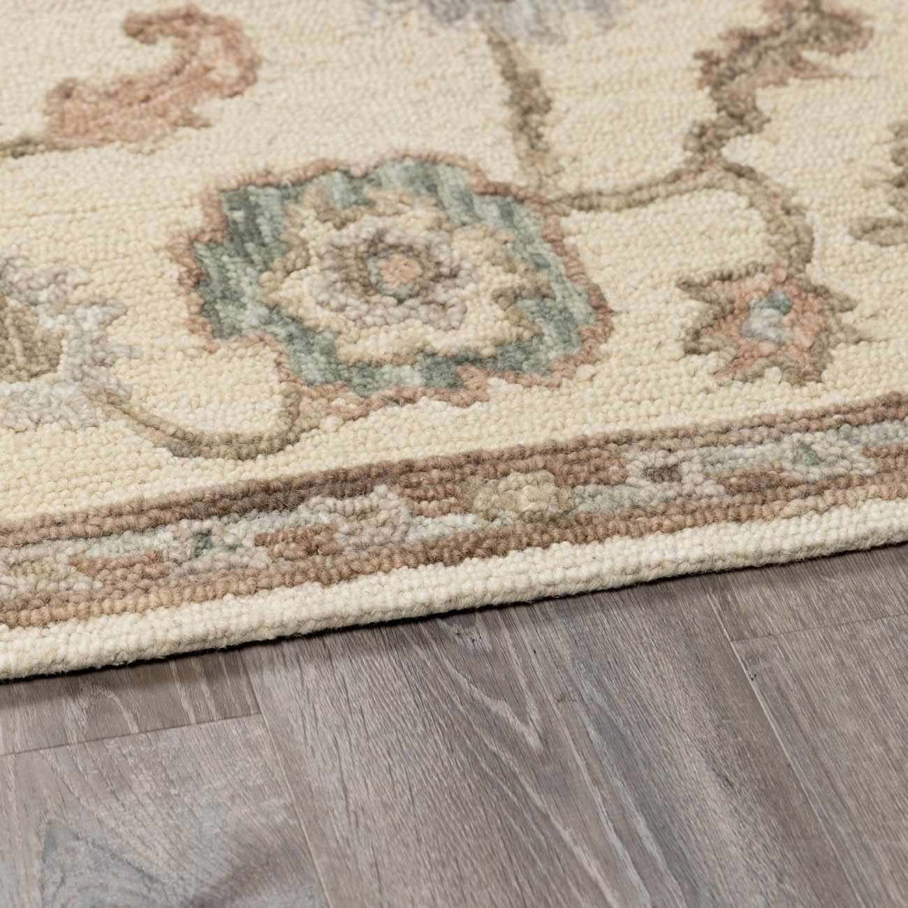 Traditional Oushak Design Beige Hand Tufted Wool Area Rug - Image 8