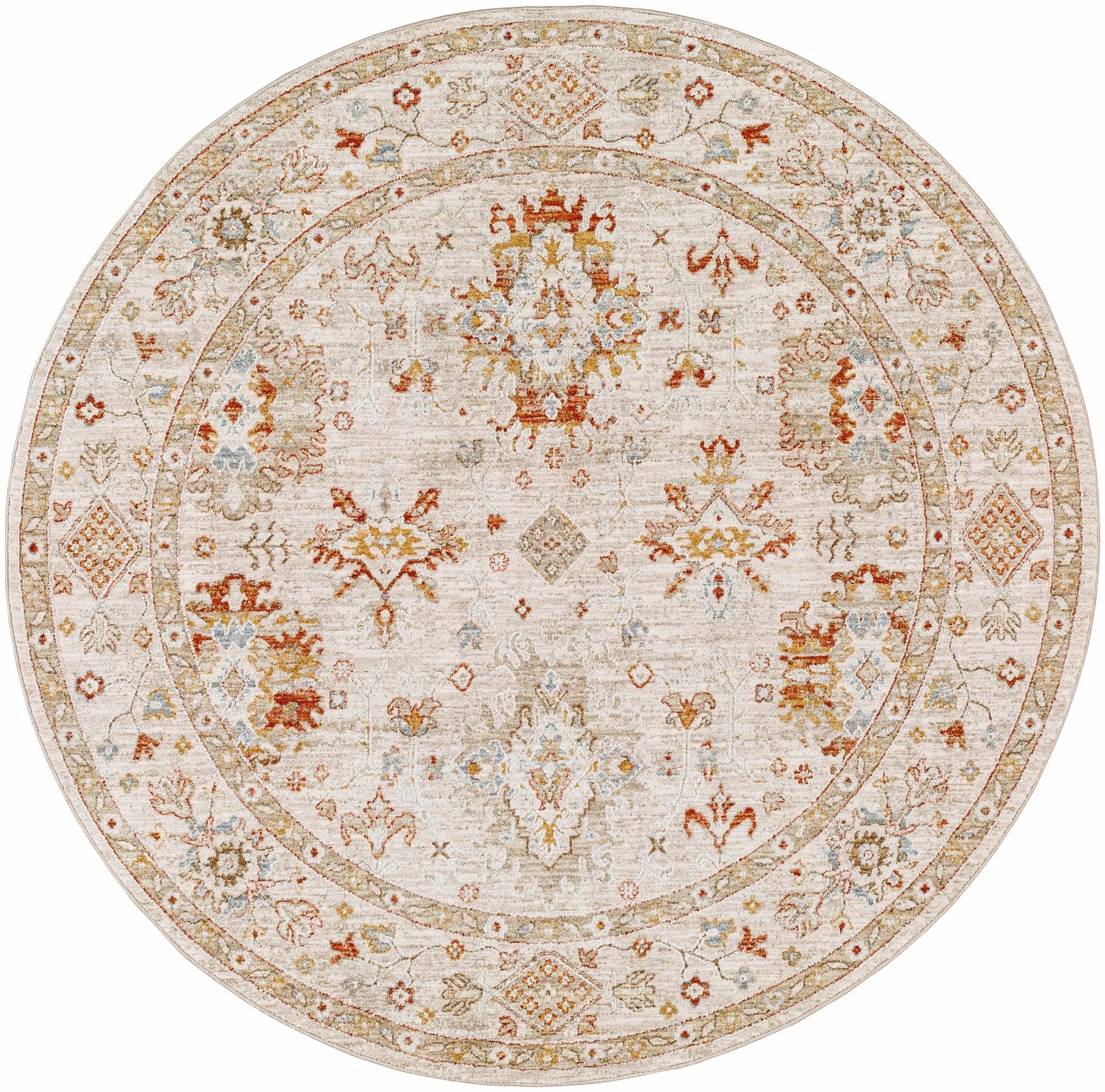 Traditional Oushak Design Beige Machine Woven Area Rug - Image 10