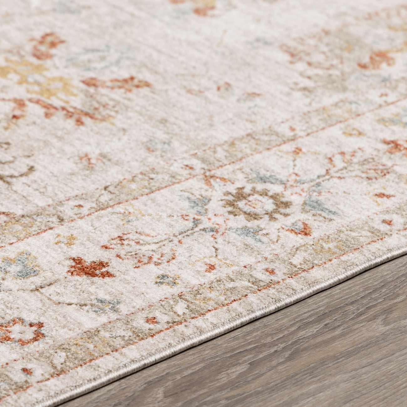 Traditional Oushak Design Beige Machine Woven Area Rug - Image 11