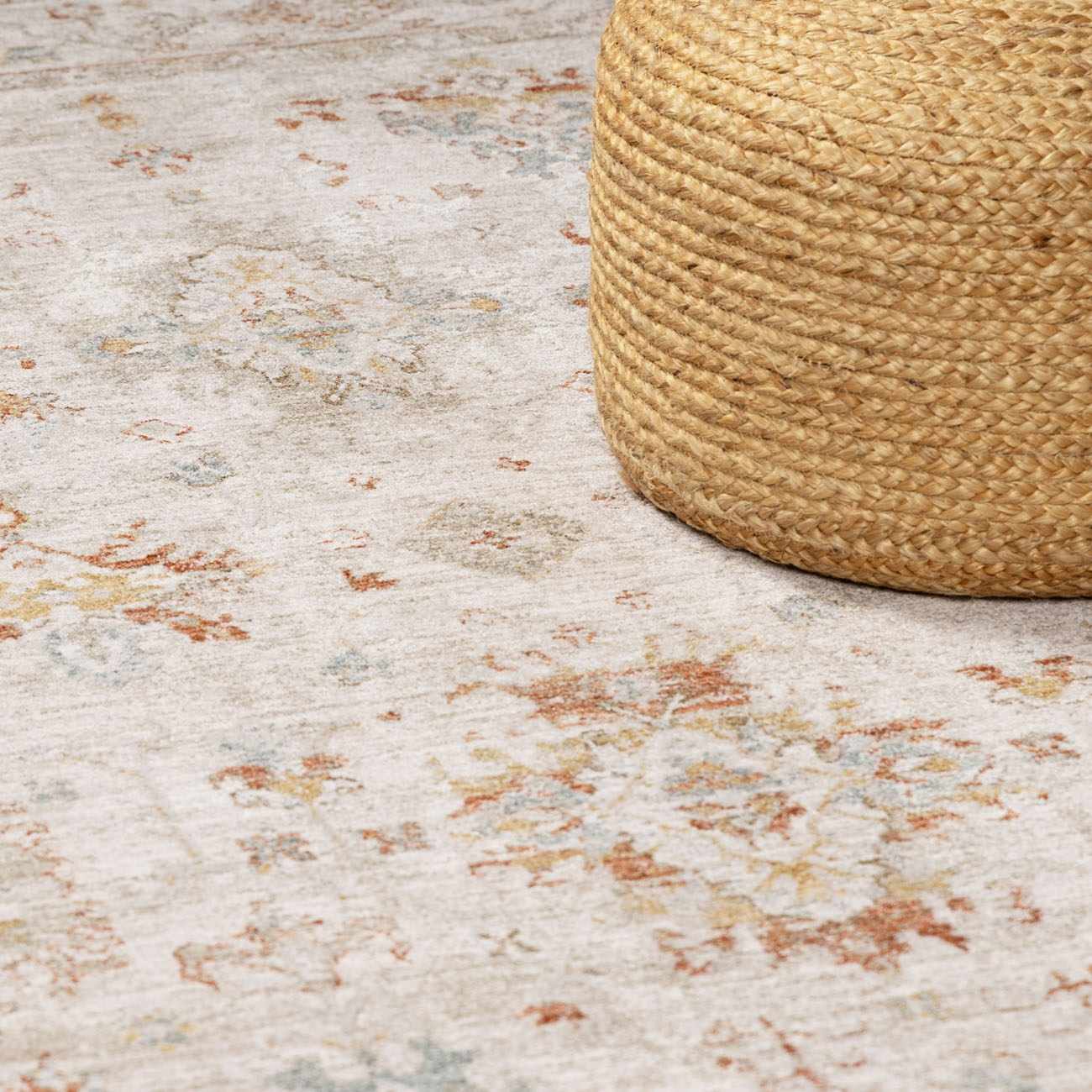 Traditional Oushak Design Beige Machine Woven Area Rug - Image 15