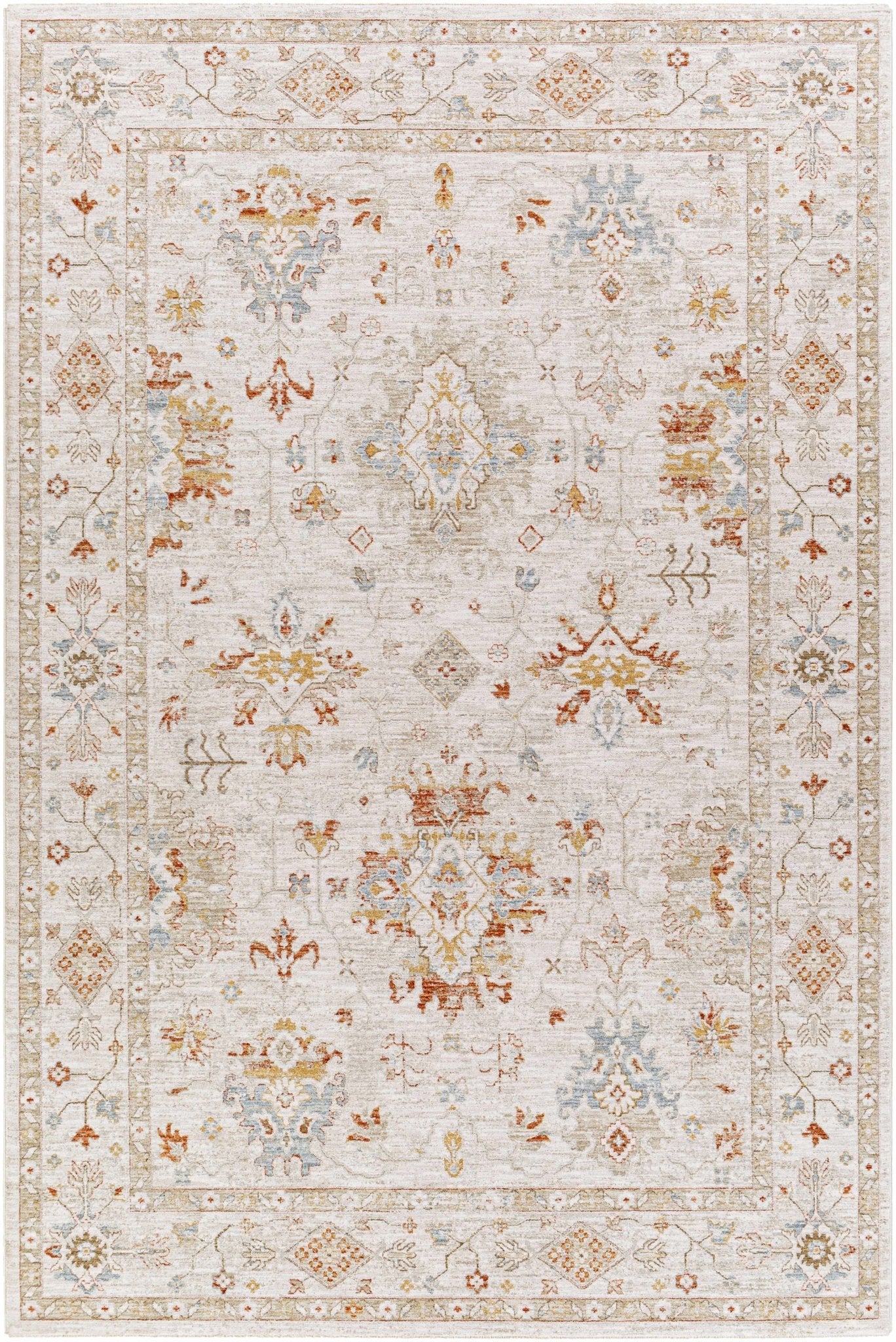 Traditional Oushak Design Beige Machine Woven Area Rug - Image 16