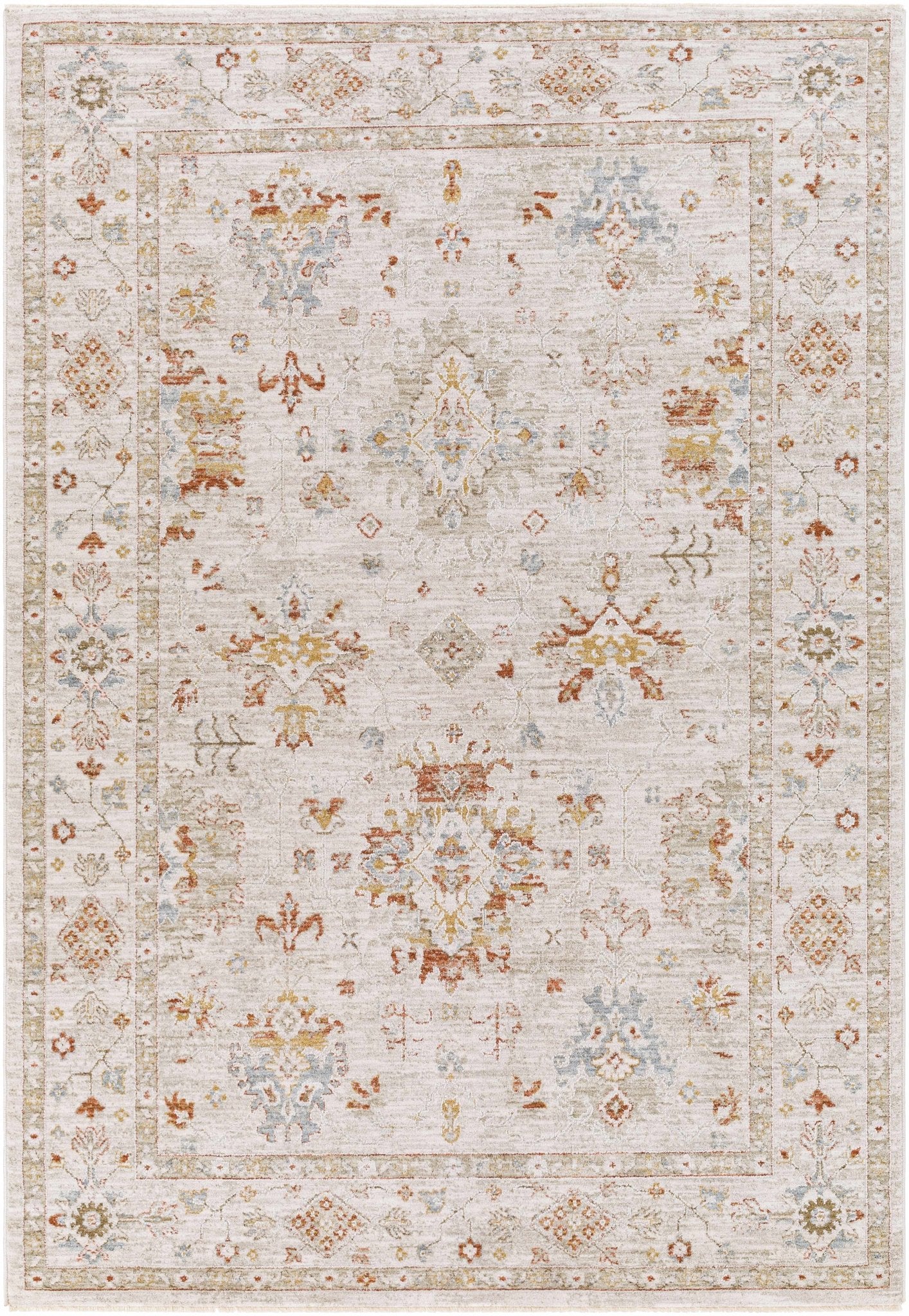 Traditional Oushak Design Beige Machine Woven Area Rug - Image 18