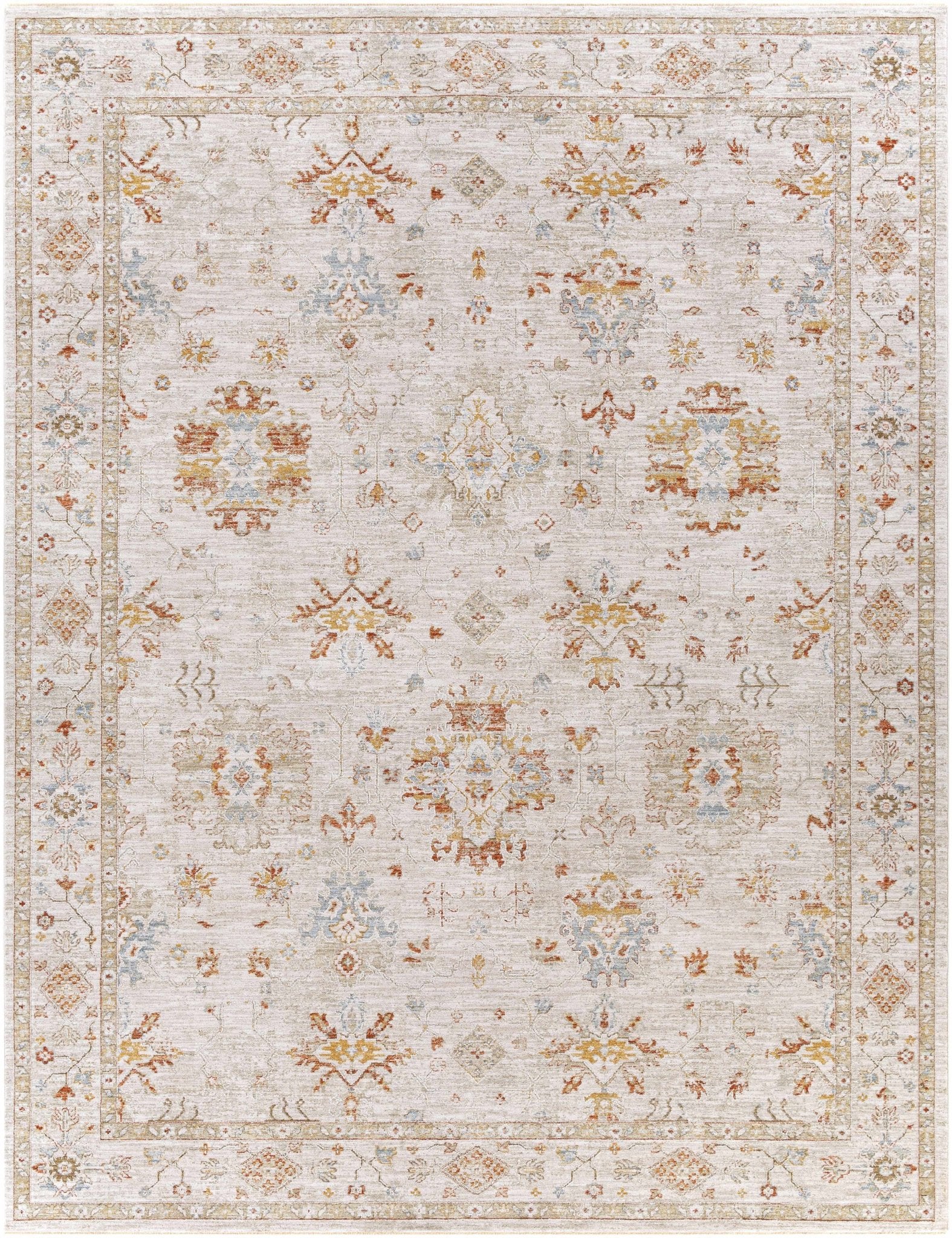 Traditional Oushak Design Beige Machine Woven Area Rug - Image 19