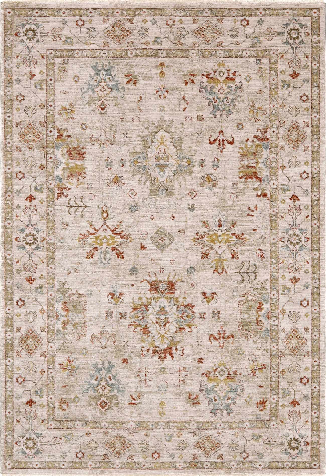 Traditional Oushak Design Beige Machine Woven Area Rug - Image 2