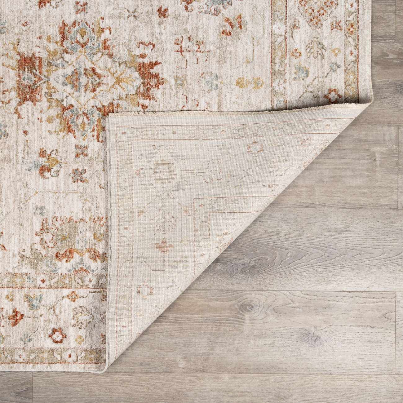 Traditional Oushak Design Beige Machine Woven Area Rug - Image 5