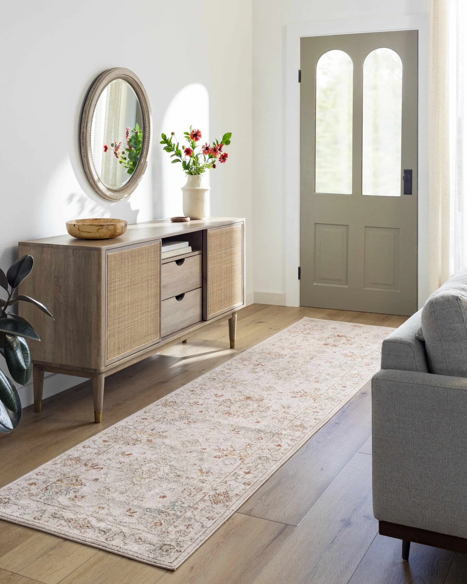 Traditional Oushak Design Beige Machine Woven Area Rug - Image 8