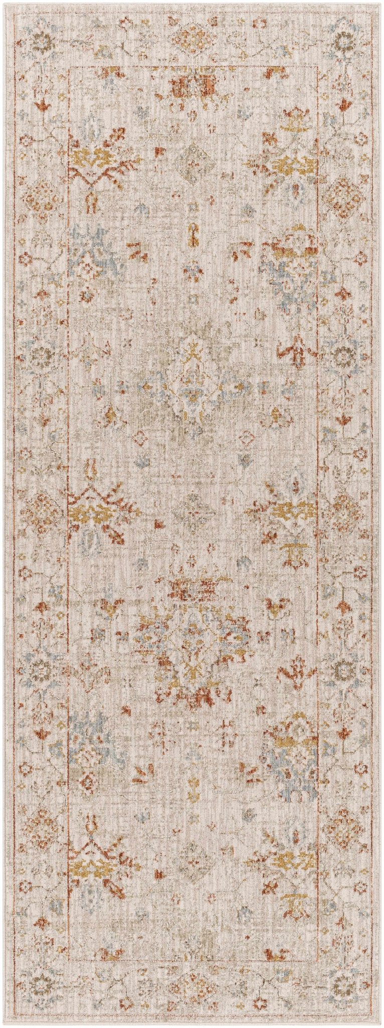 Traditional Oushak Design Beige Machine Woven Area Rug - Image 9