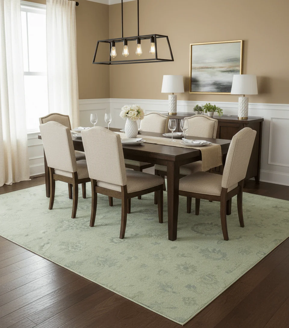 Distressed Traditional Design Blue And Beige Hand Knotted 8x10 Wool Area Rug - Image 2