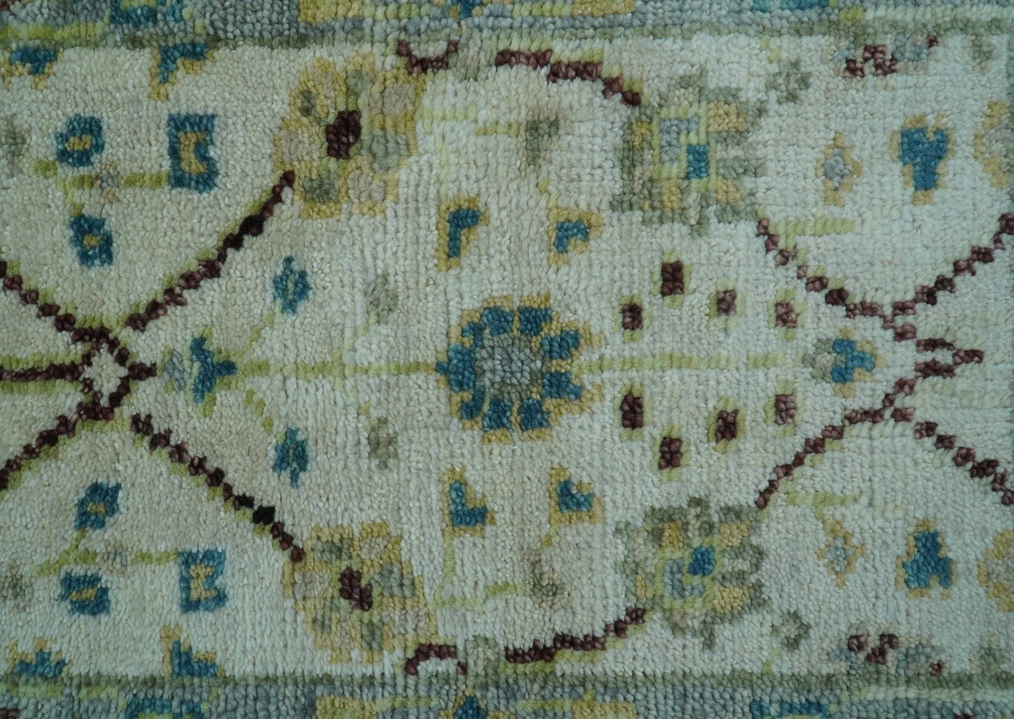 Traditional Oushak Design Blue And Ivory 2x3 Hand knotted Wool Area Rug - Image 5