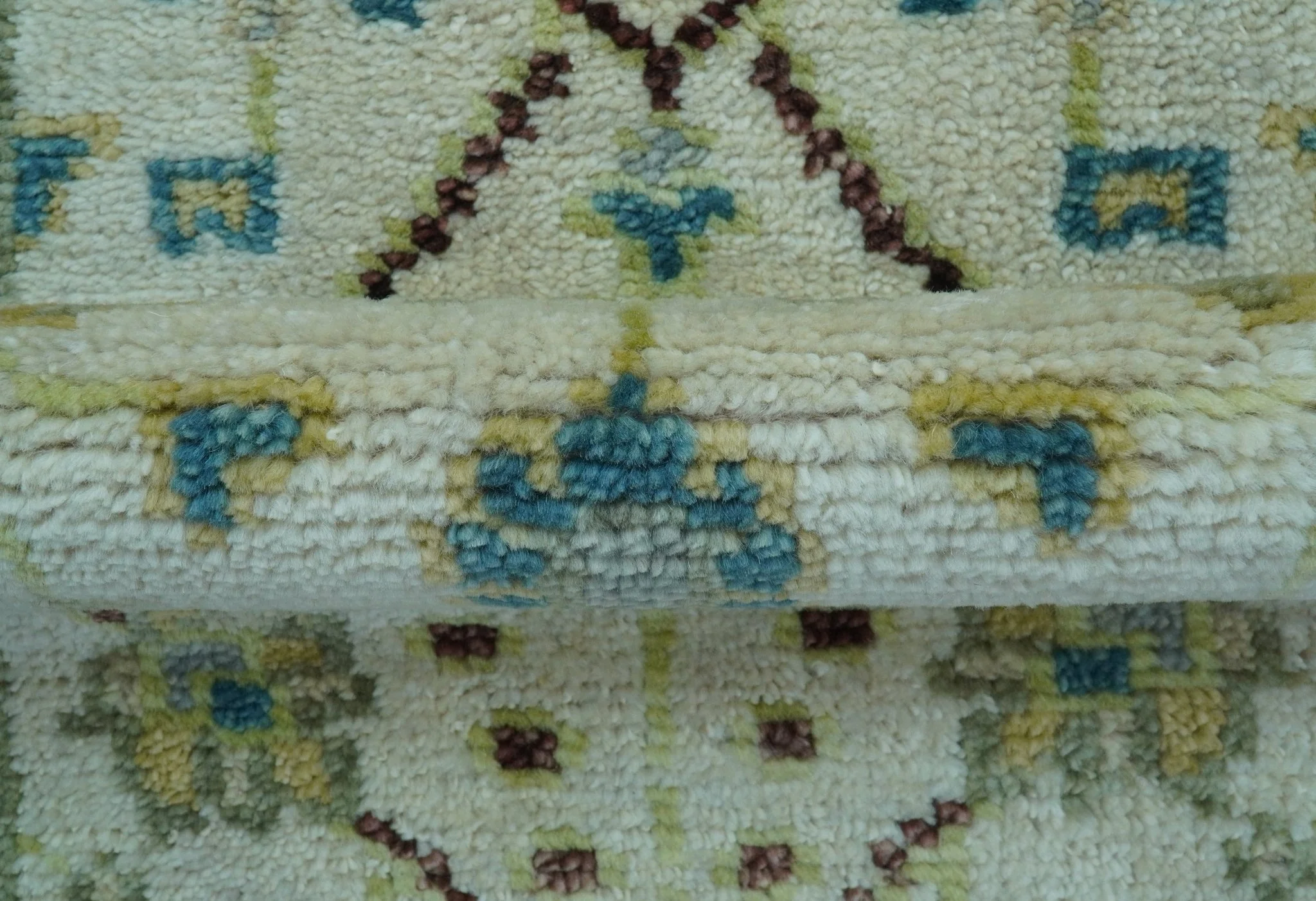 Traditional Oushak Design Blue And Ivory 2x3 Hand knotted Wool Area Rug - Image 6