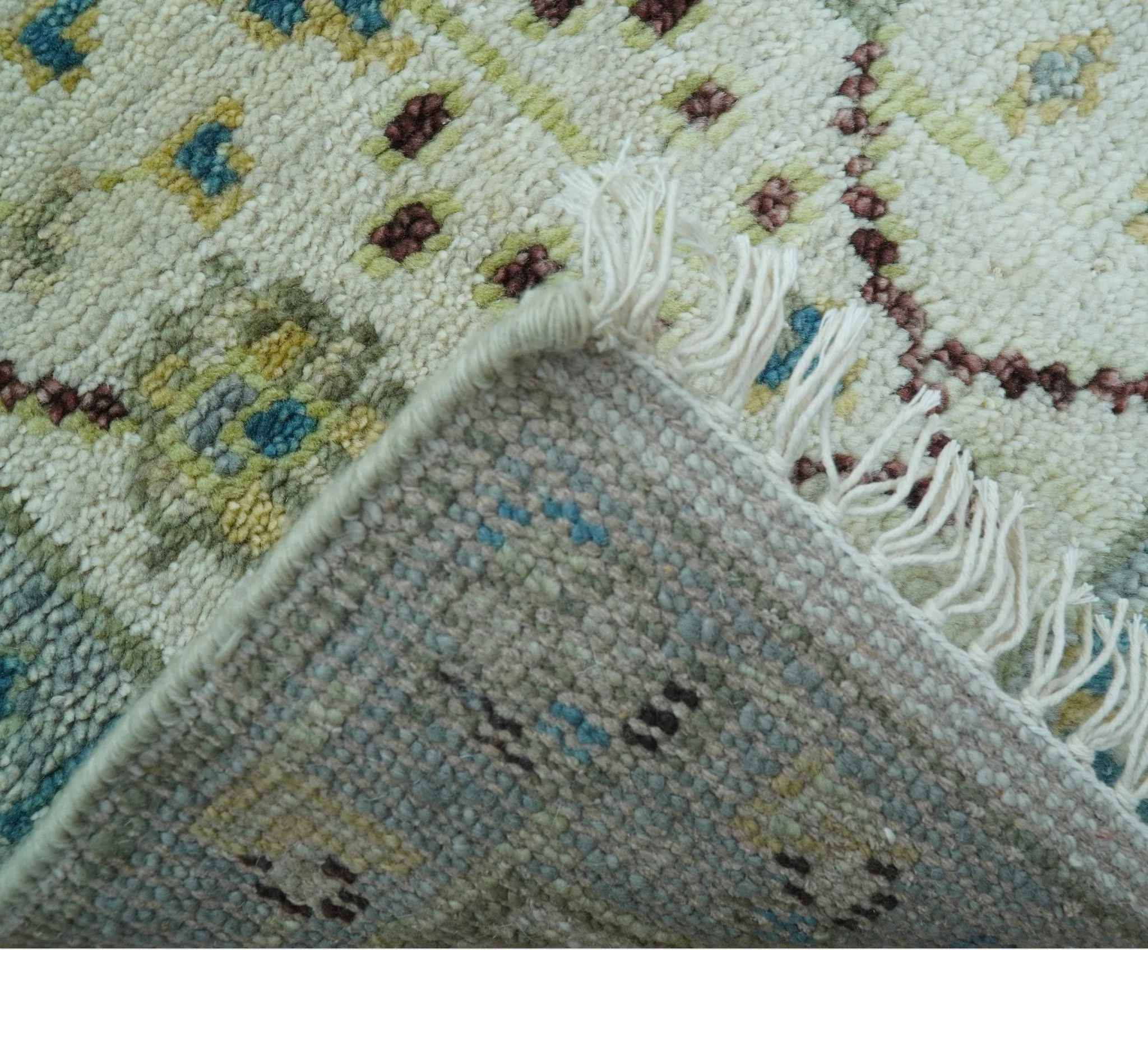 Traditional Oushak Design Blue And Ivory 2x3 Hand knotted Wool Area Rug - Image 7