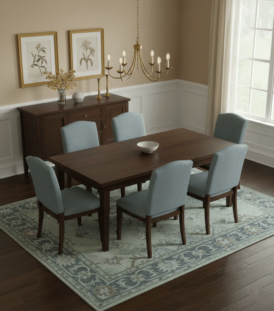 Traditional Oushak Design Beige, Blue And Silver 8x10 Hand Tufted Wool Area Rug - Image 2