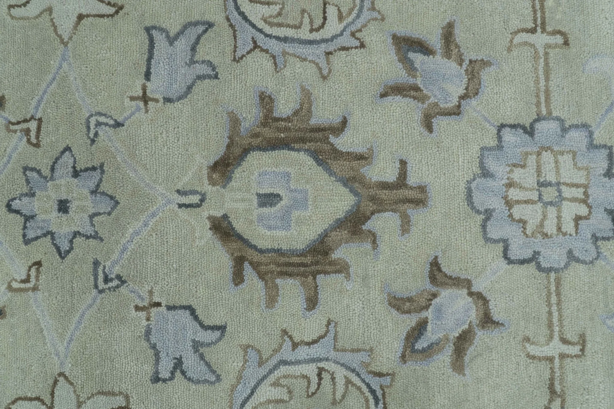 Traditional Oushak Design Beige And Blue Hand Tufted Custom Made Wool Rug - Image 8