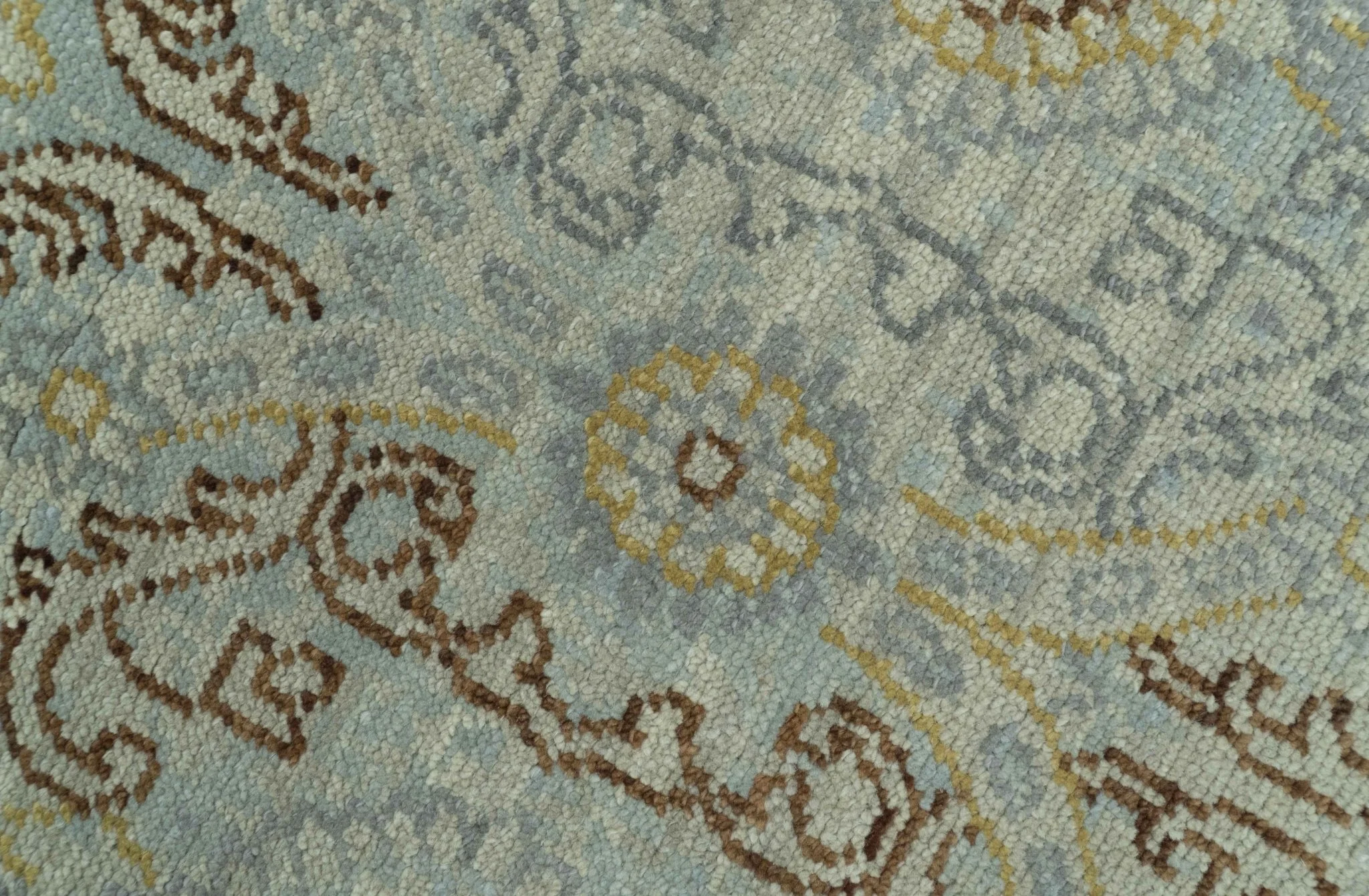 Traditional Oushak Design Blue, Brown And Gray 6X9 Hand Knotted wool rug - Image 5