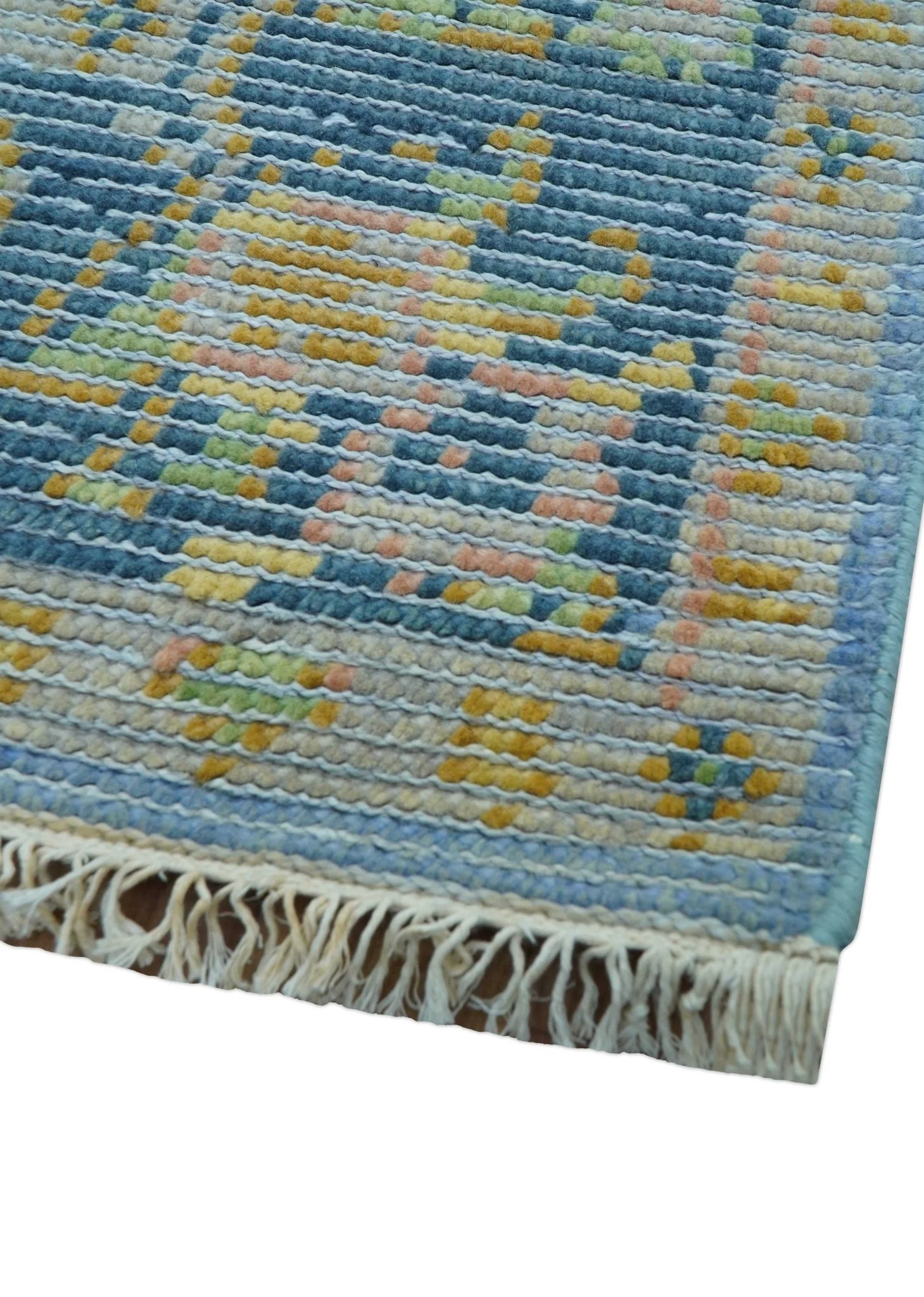 Traditional Oushak Design Blue Hand knotted 6x9 Wool Area Rug - Image 2