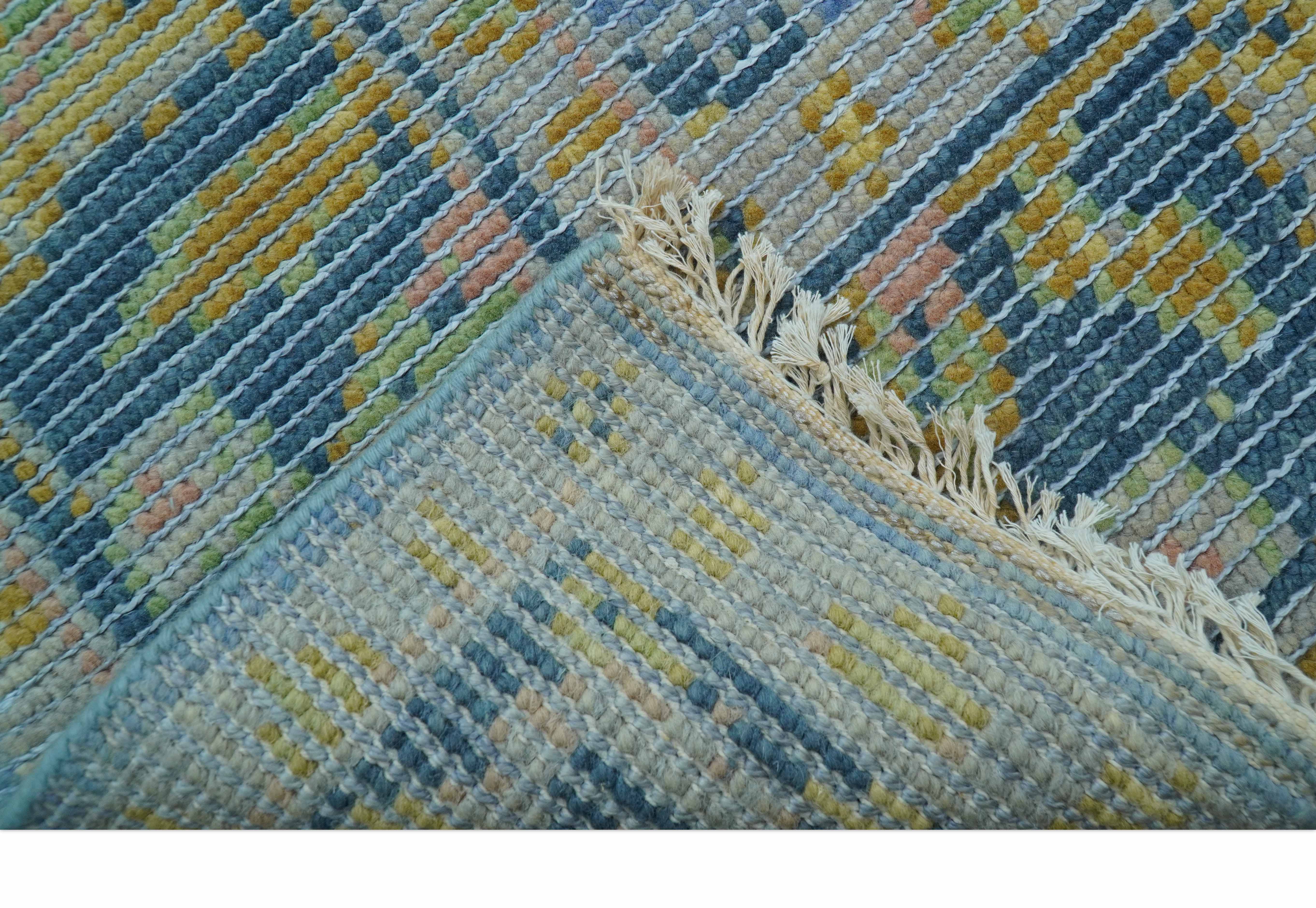 Traditional Oushak Design Blue Hand knotted 6x9 Wool Area Rug - Image 3