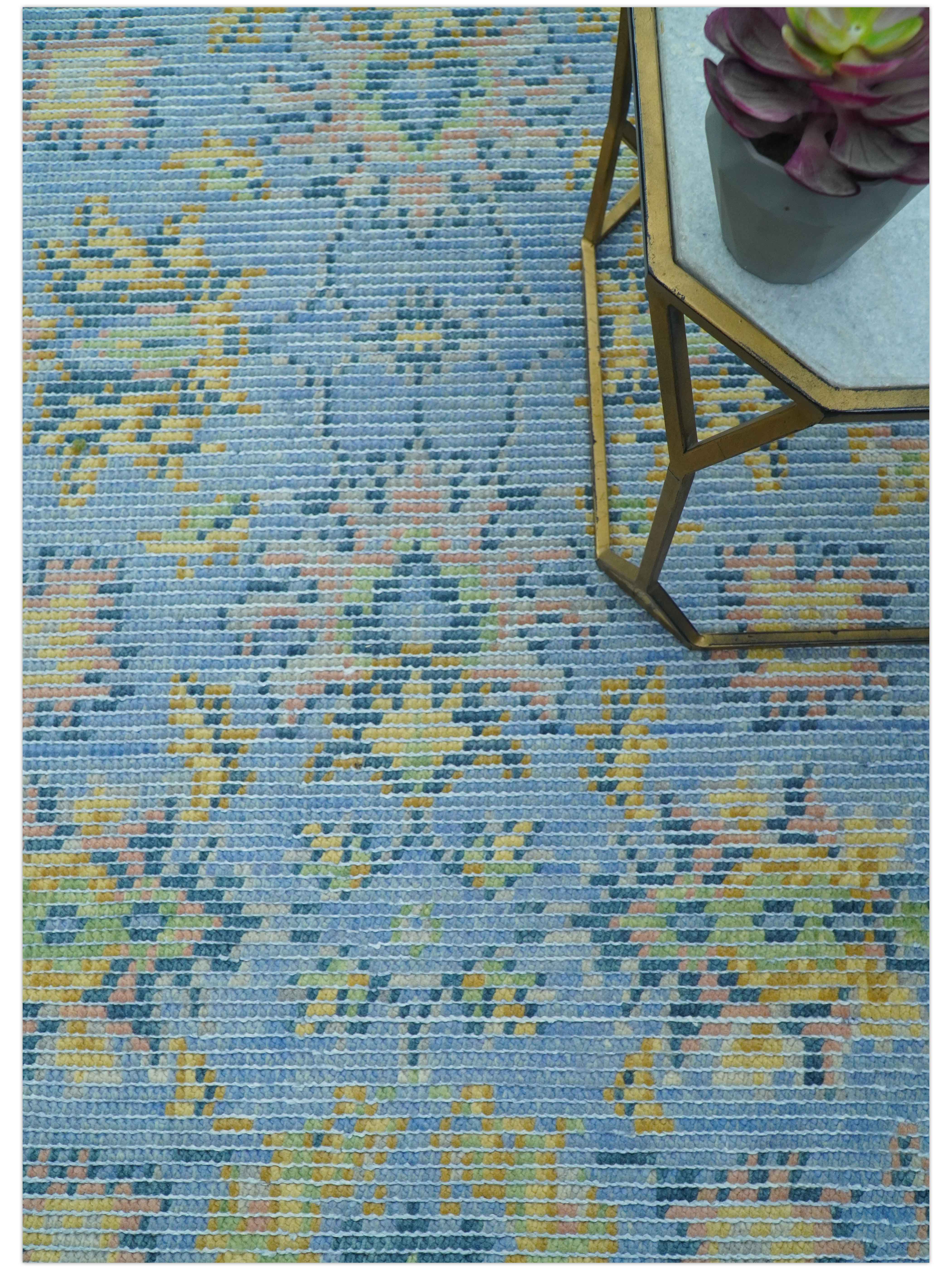 Traditional Oushak Design Blue Hand knotted 6x9 Wool Area Rug - Image 7