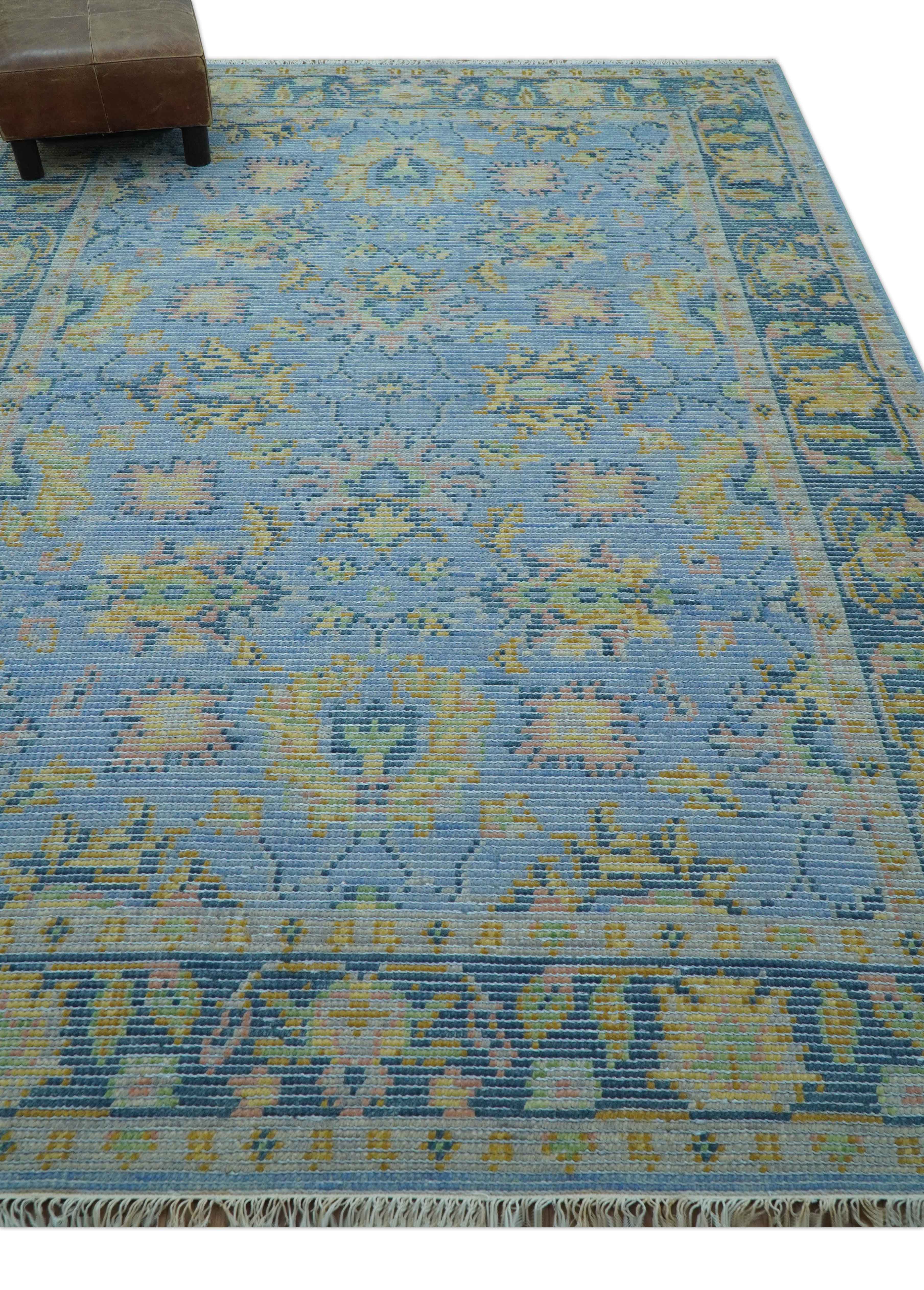 Traditional Oushak Design Blue Hand knotted 6x9 Wool Area Rug - Image 8