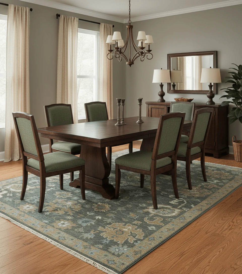 Traditional Oushak Design Charcoal And Camel Hand Knotted Custom Made Wool rug - Image 2