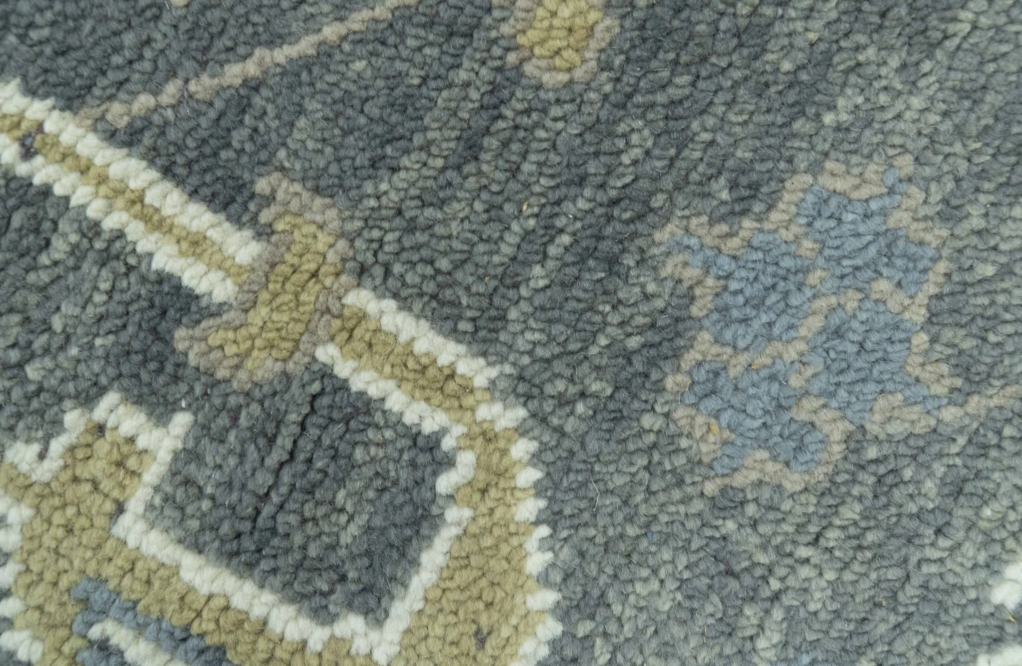 Traditional Oushak Design Charcoal And Camel Hand Knotted Custom Made Wool rug - Image 5