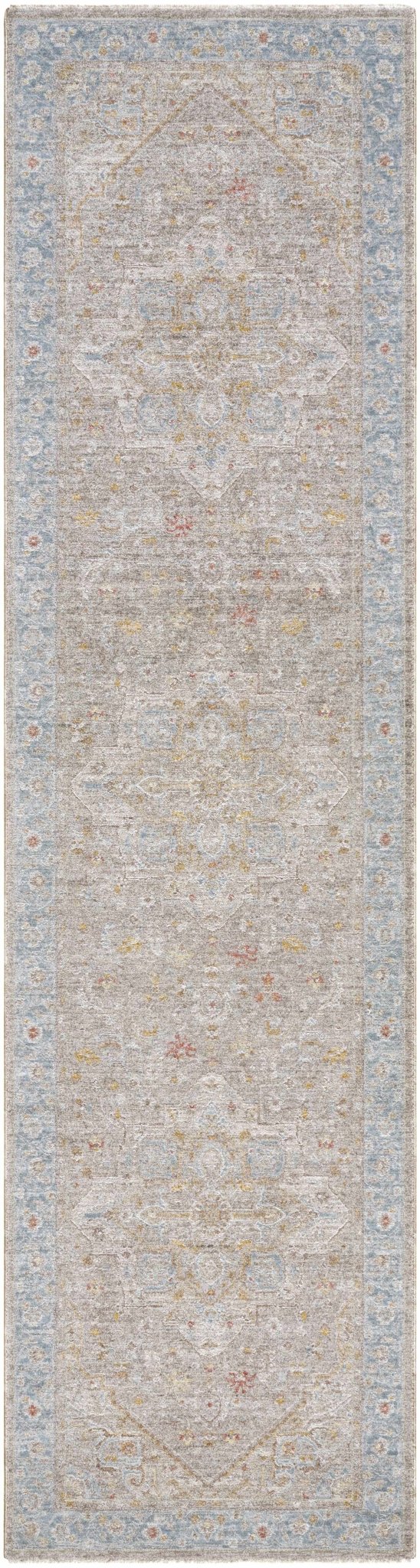 Traditional Oushak Design Brown Machine Woven Rug - Image 8