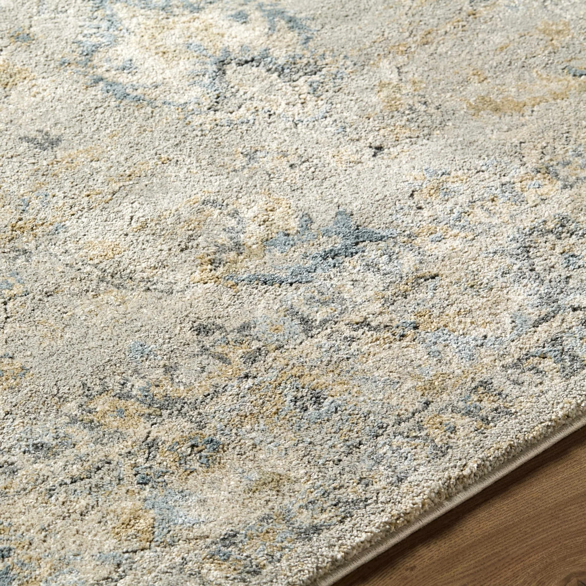 Traditional Oushak Design Gray And Yellow Machine Woven Area Rug - Image 6